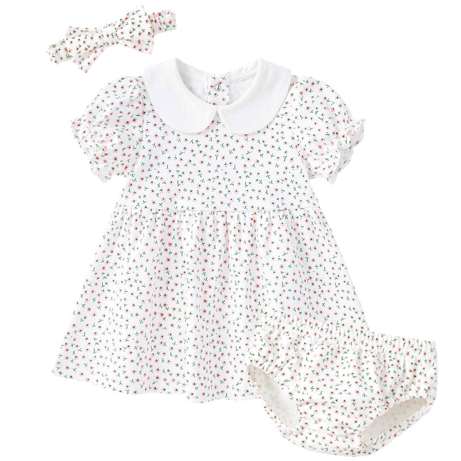 pureborn Baby Girls Dress with Bloomer Infant Girl Cotton Playwear Dress 0-24 Months