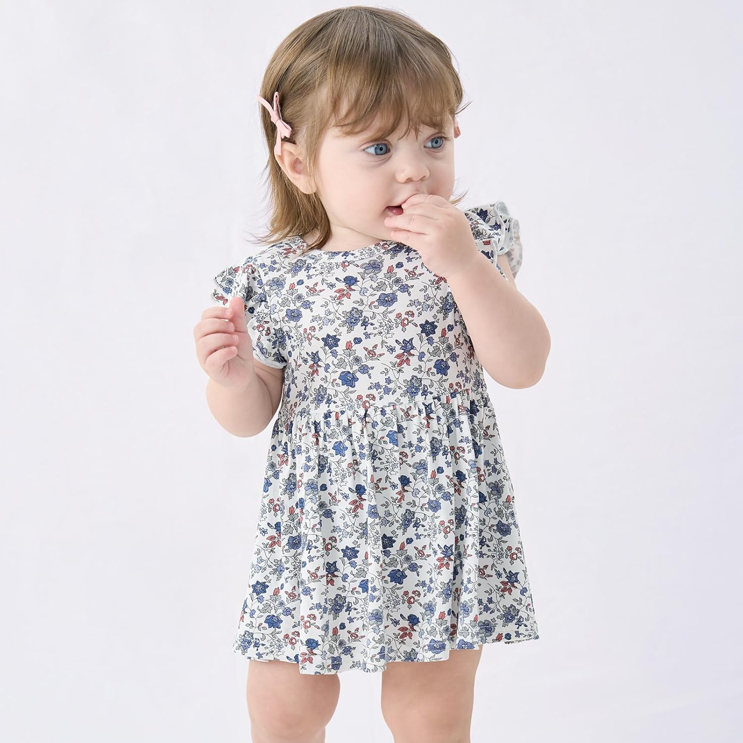 pureborn Baby GIrls Viscose from Bamboo Bodysuit Dress Ruffle Sleeve Romper Playwear Dresses 0-24M