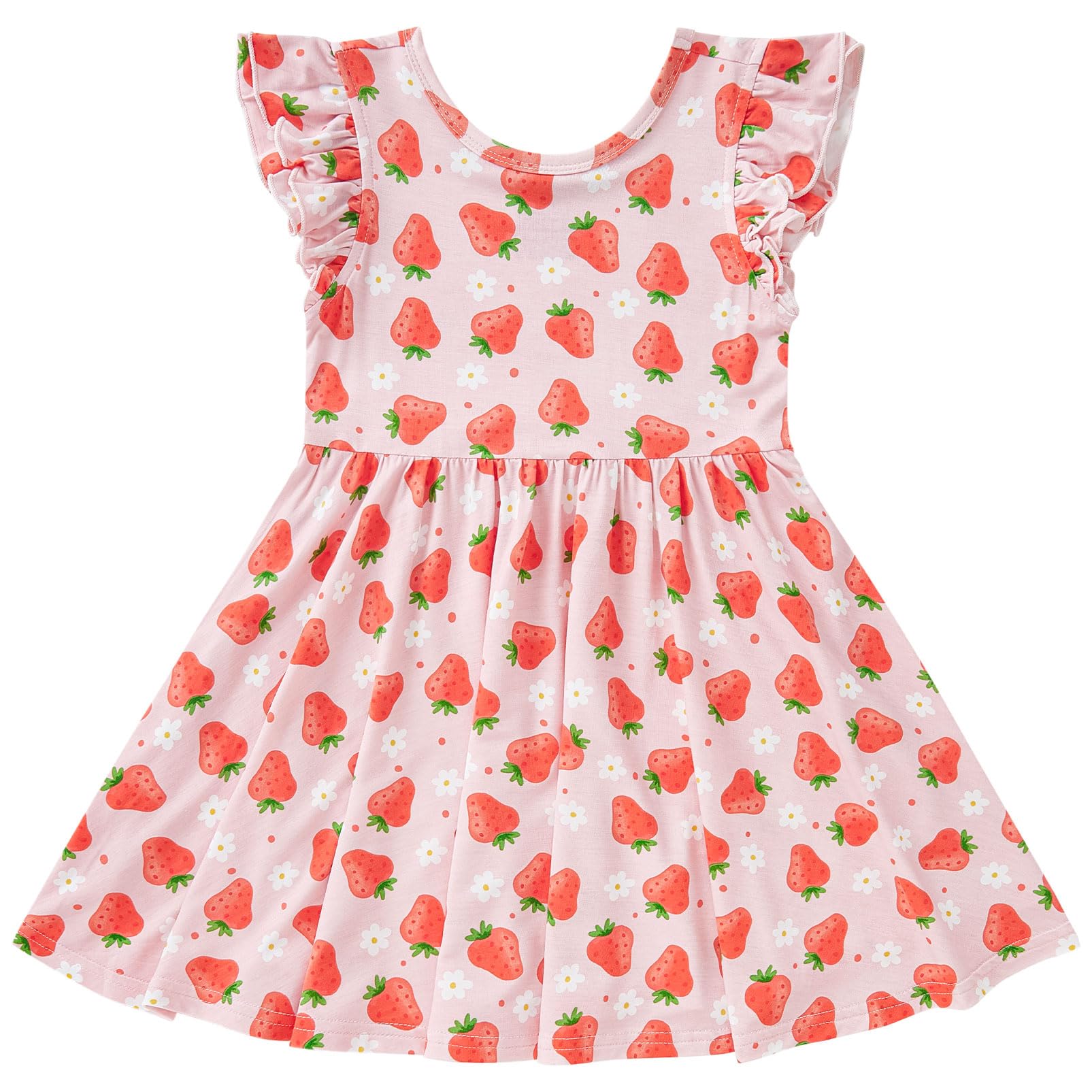 pureborn Baby Toddler Girl Viscose from Bamboo Dress Ruffled Sleeve 2-5T