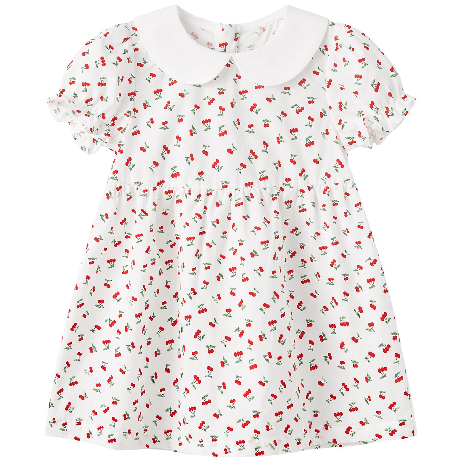 pureborn Baby Toddler Girl Woven Dress Short Sleeve Cotton Playwear Dresses 0-5T