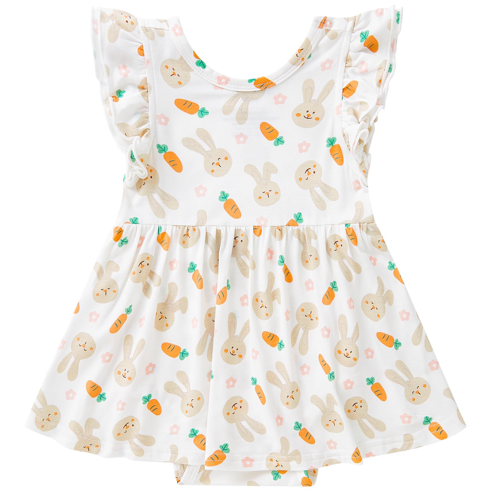 pureborn Baby GIrls Viscose from Bamboo Bodysuit Dress Ruffle Sleeve Romper Playwear Dresses 0-24M