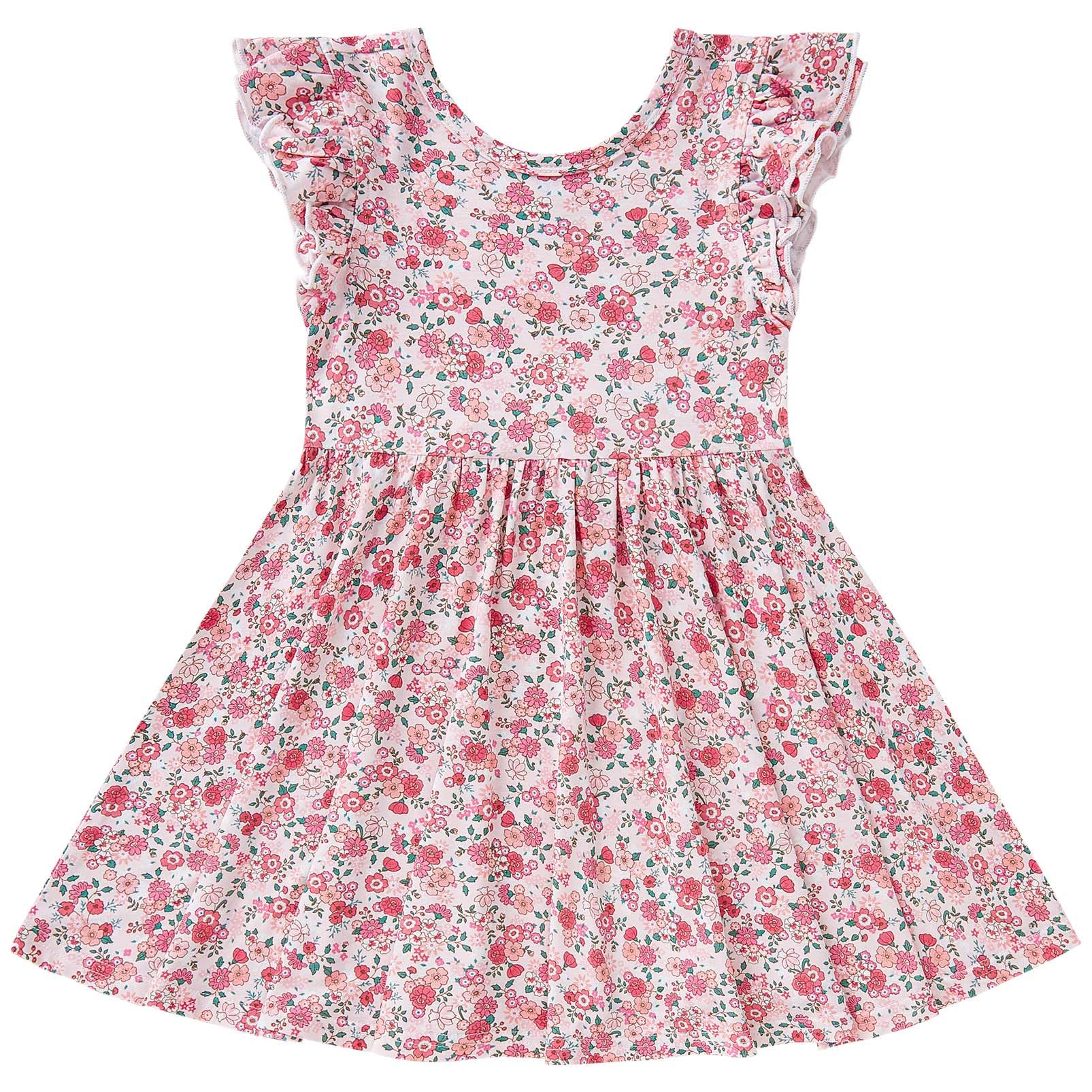 pureborn Baby Toddler Girl Viscose from Bamboo Dress Ruffled Sleeve 2-5T