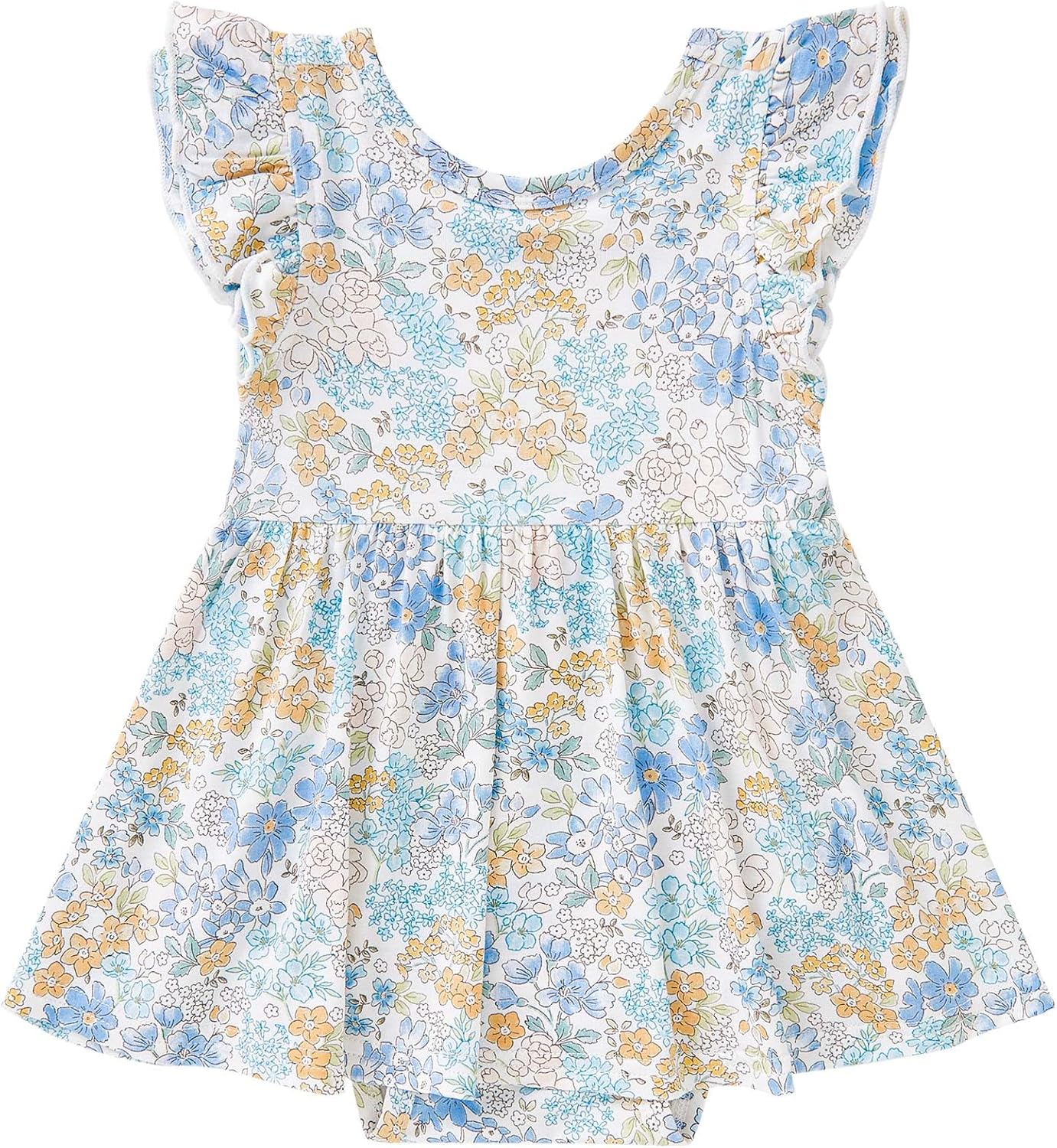 pureborn Baby GIrls Viscose from Bamboo Bodysuit Dress Ruffle Sleeve Romper Playwear Dresses 0-24M