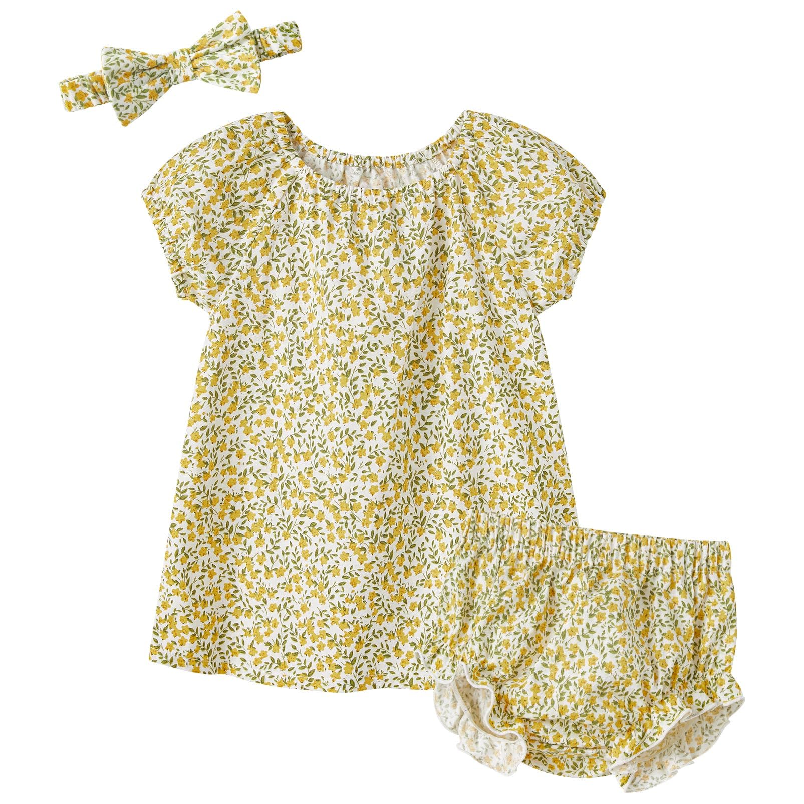 pureborn Baby Girls Dress with Bloomer Infant Girl Cotton Playwear Dress 0-24 Months