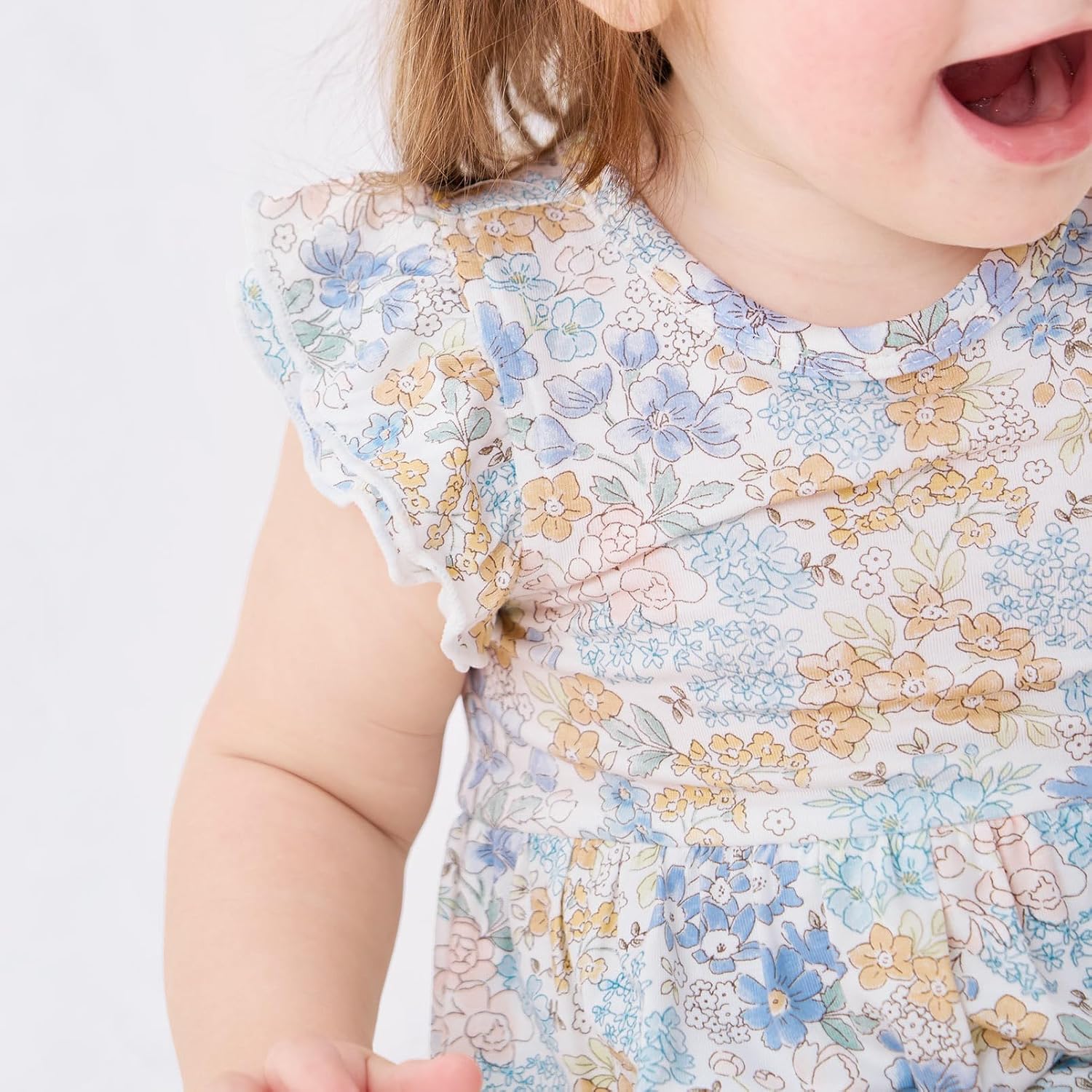 pureborn Baby GIrls Viscose from Bamboo Bodysuit Dress Ruffle Sleeve Romper Playwear Dresses 0-24M