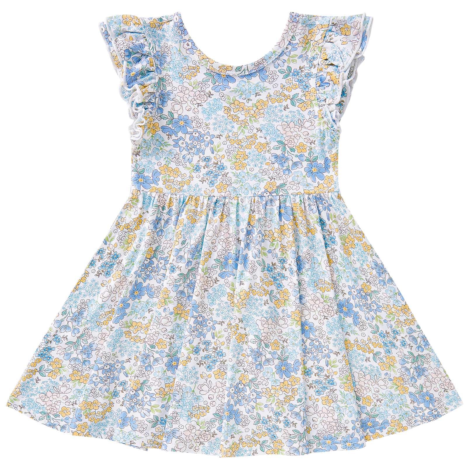 pureborn Baby Toddler Girl Viscose from Bamboo Dress Ruffled Sleeve 2-5T