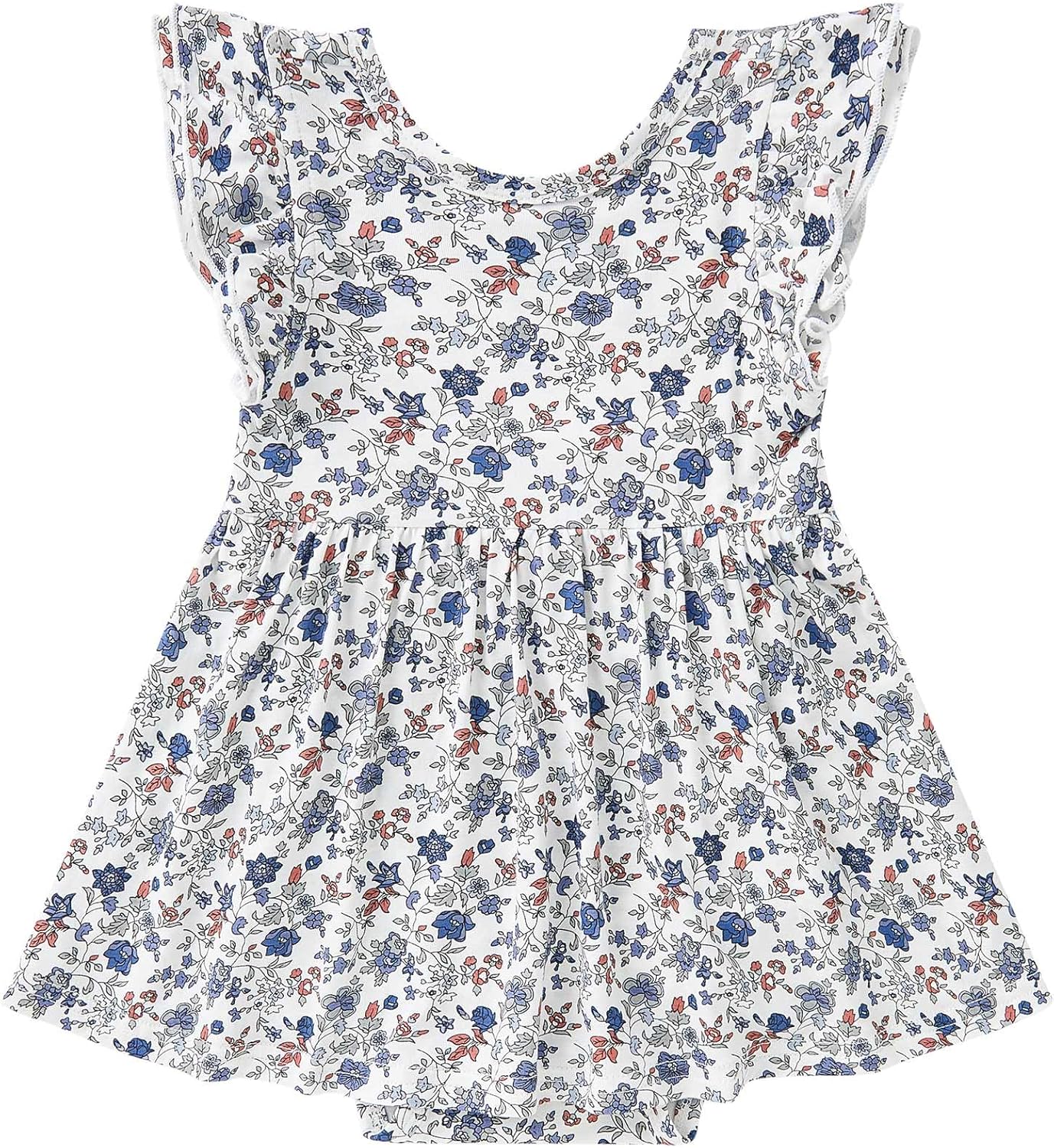 pureborn Baby GIrls Viscose from Bamboo Bodysuit Dress Ruffle Sleeve Romper Playwear Dresses 0-24M