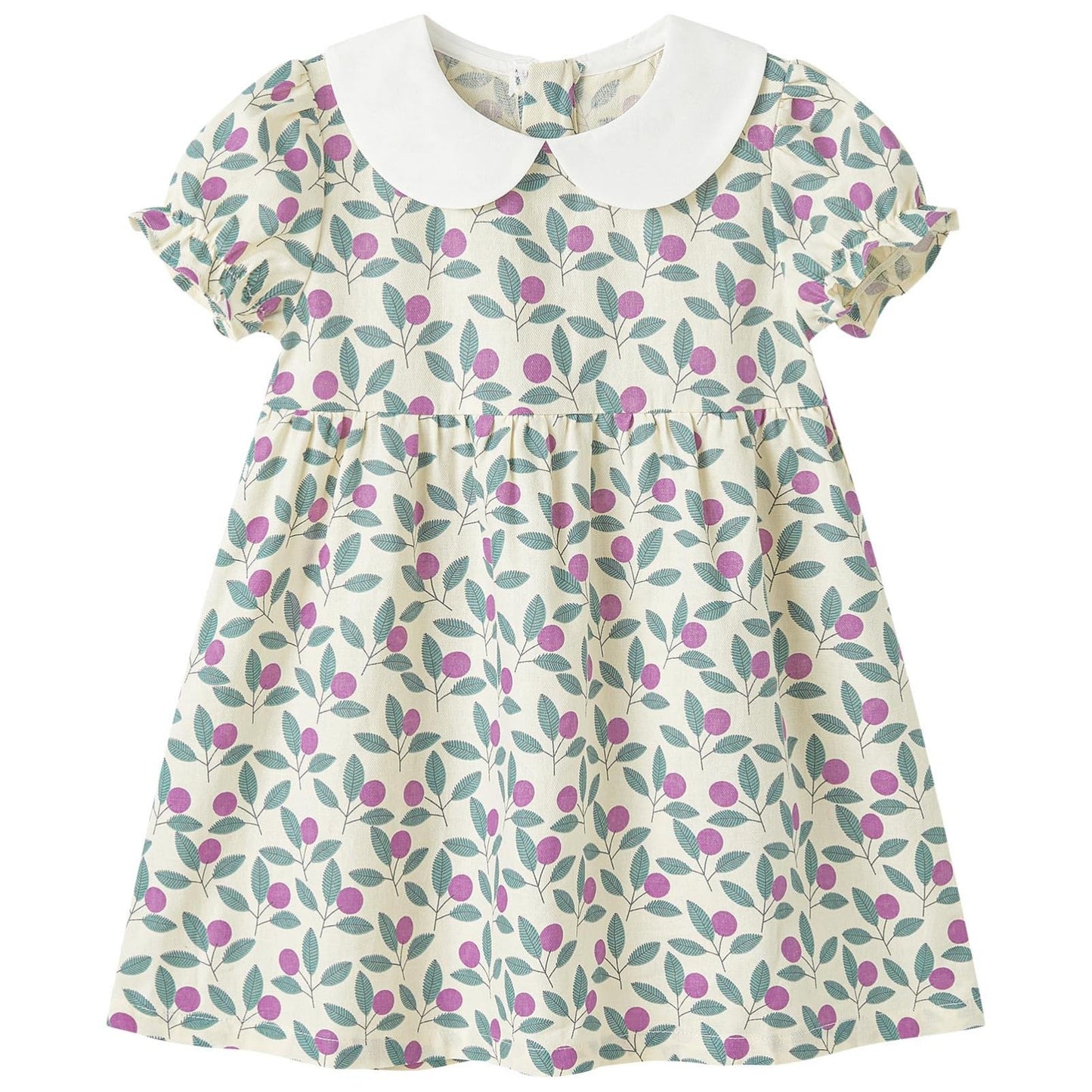 pureborn Baby Toddler Girl Woven Dress Short Sleeve Cotton Playwear Dresses 0-5T