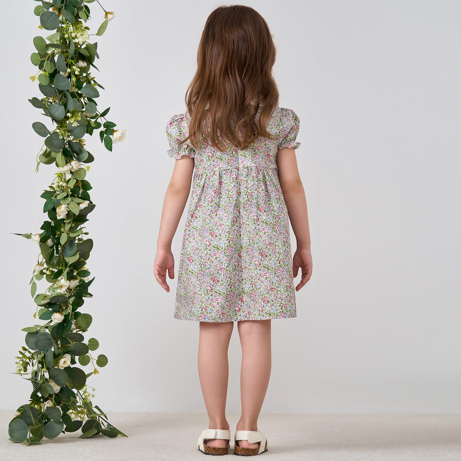 pureborn Baby Toddler Girl Woven Dress Short Sleeve Cotton Playwear Dresses 0-5T