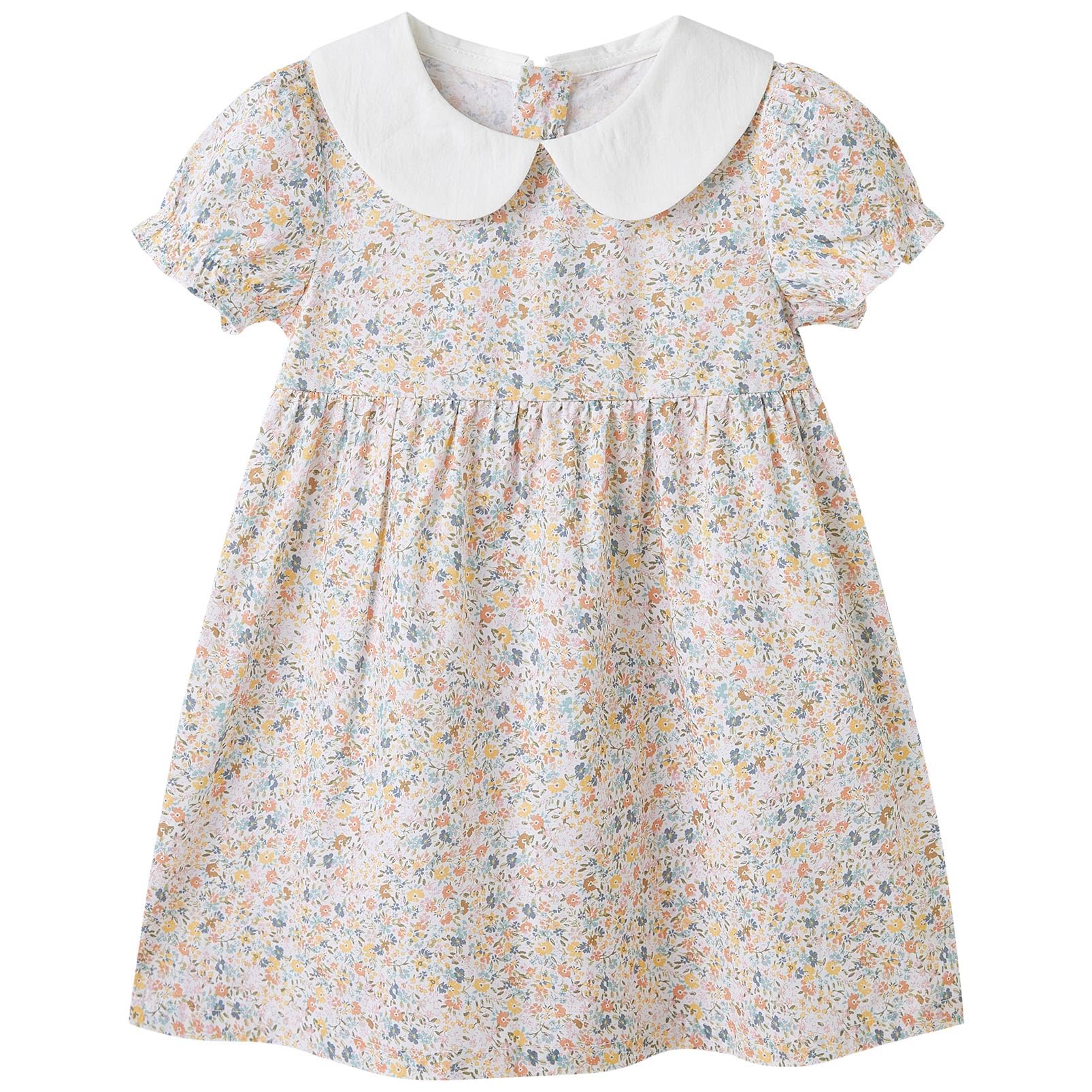 pureborn Baby Toddler Girl Woven Dress Short Sleeve Cotton Playwear Dresses 0-5T