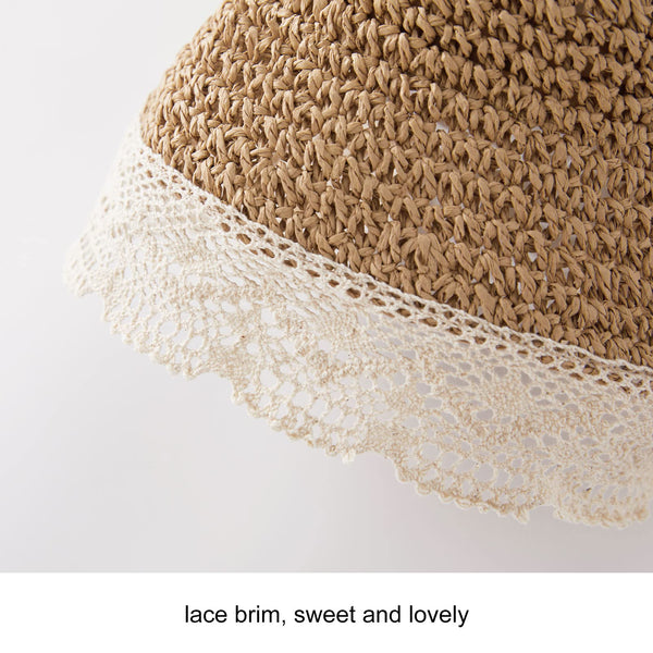 pureborn Baby Toddler Girls Straw Sun Hat Summer Beach Hat