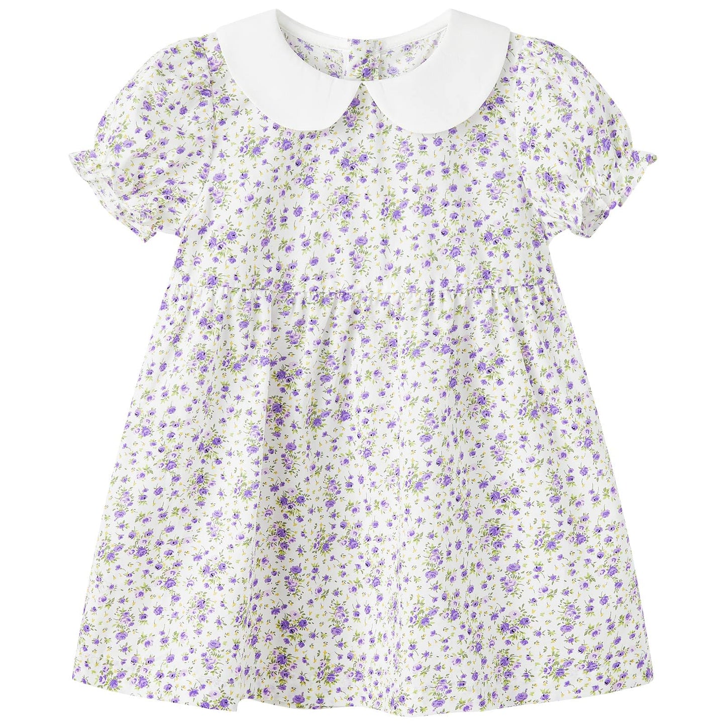 pureborn Baby Toddler Girl Woven Dress Short Sleeve Cotton Playwear Dresses 0-5T