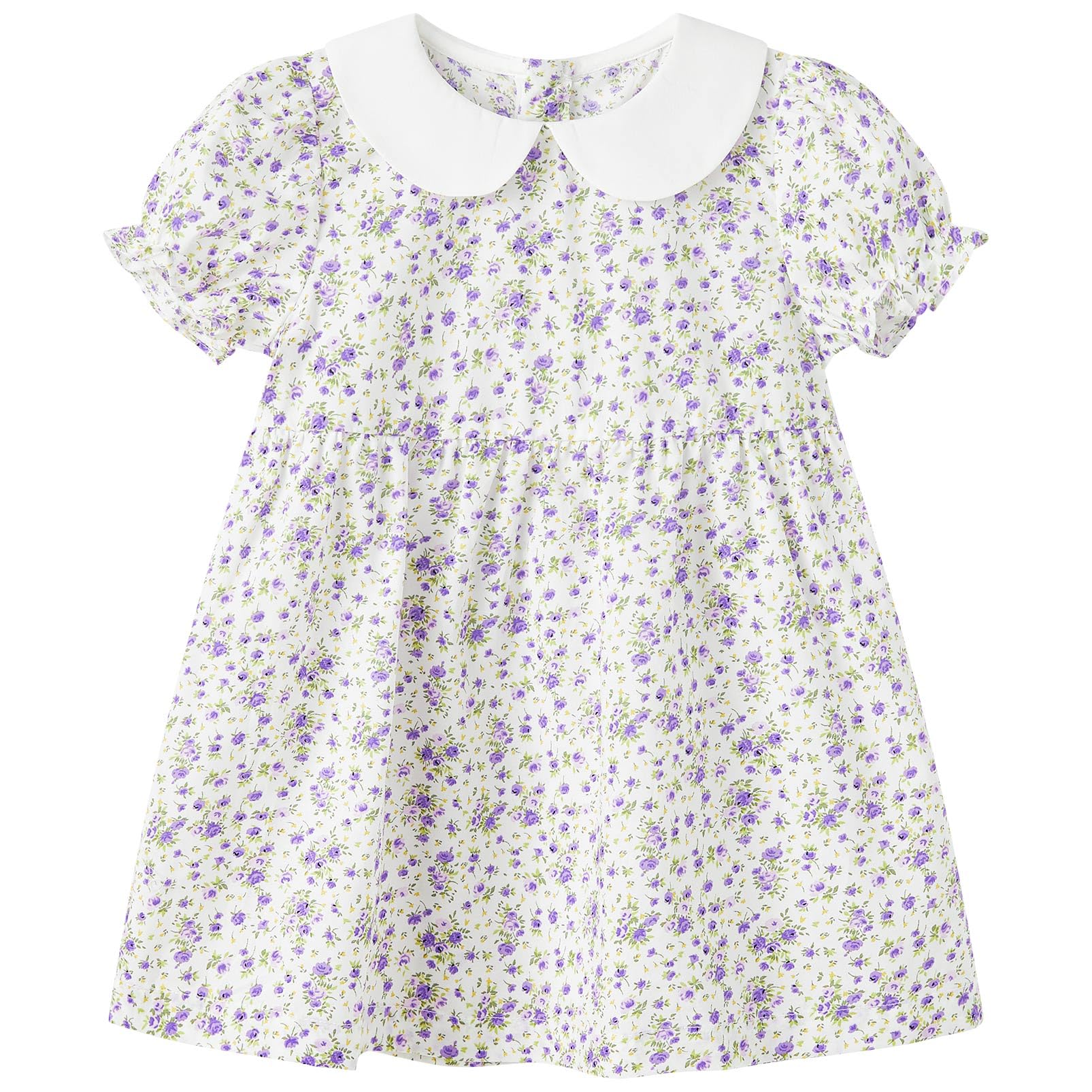 pureborn Baby Toddler Girl Woven Dress Short Sleeve Cotton Playwear Dresses 0-5T
