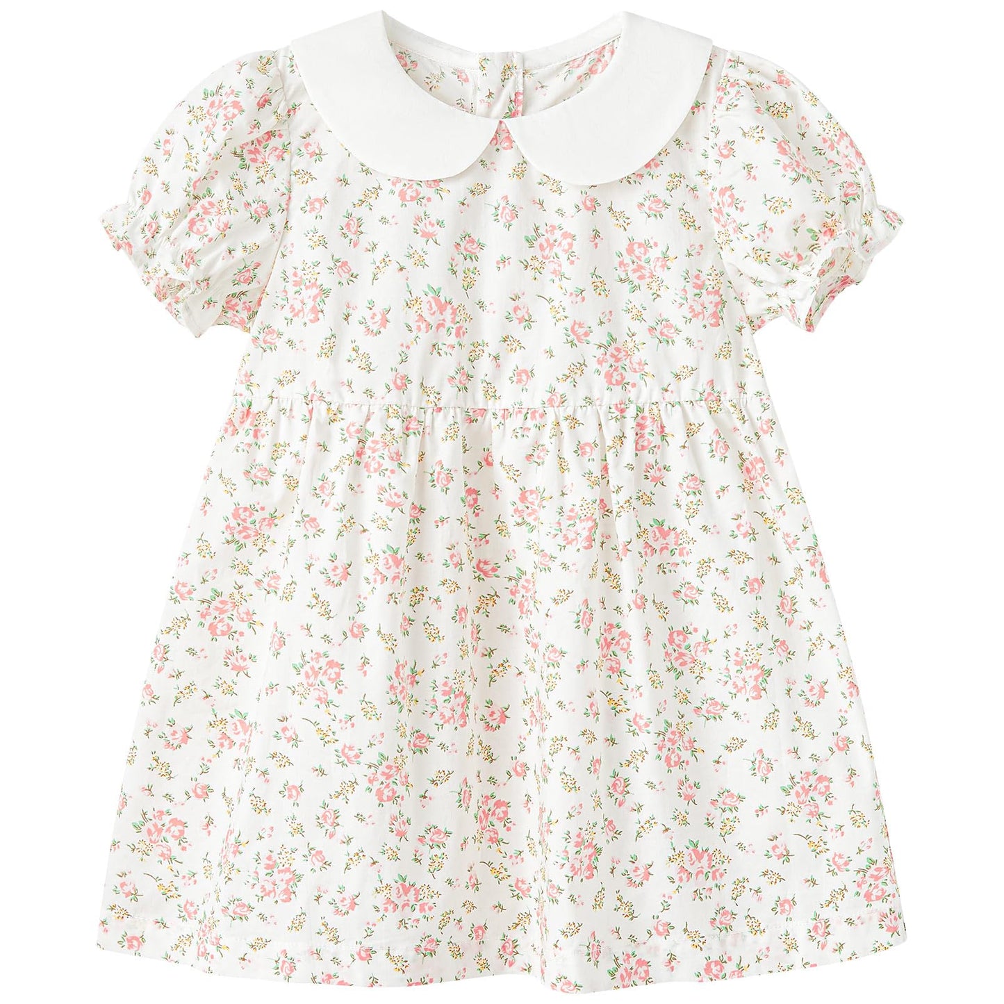 pureborn Baby Toddler Girl Woven Dress Short Sleeve Cotton Playwear Dresses 0-5T