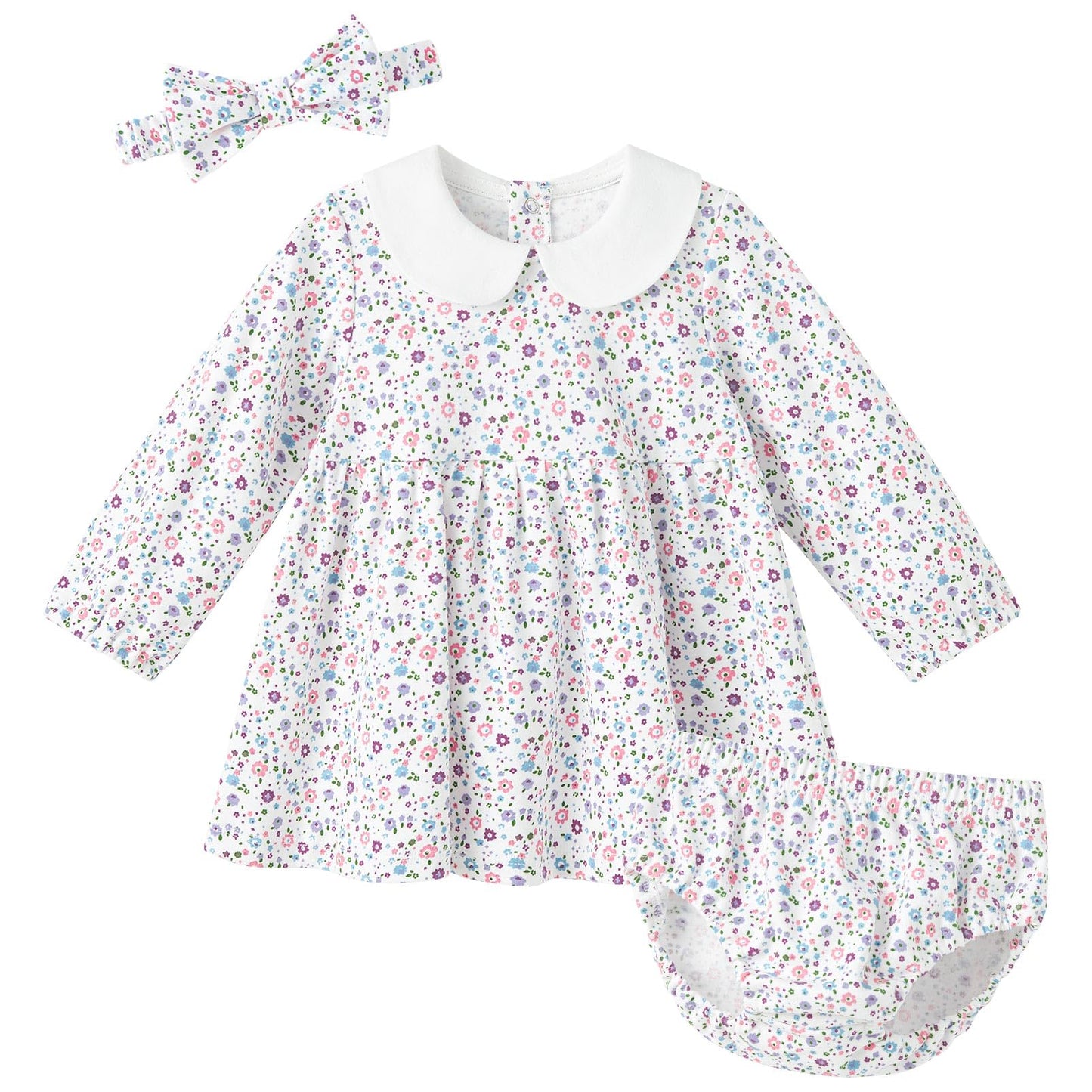 pureborn Baby Girls Dress with Bloomer Infant Girl Cotton Playwear Dress 0-24 Months