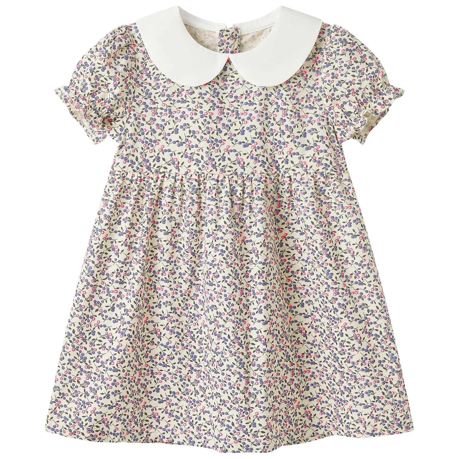 pureborn Baby Toddler Girl Woven Dress Short Sleeve Cotton Playwear Dresses 0-5T