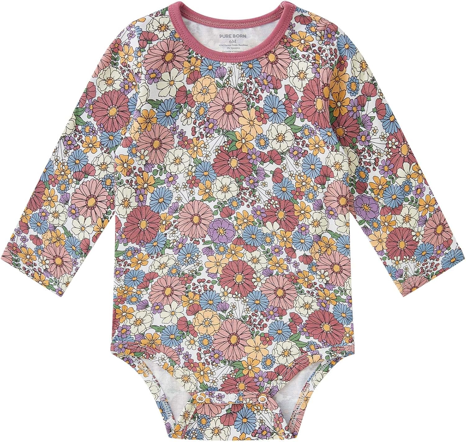 pureborn Baby Girls Boys Bodysuit Super Soft Cotton Romper 0-24 Months