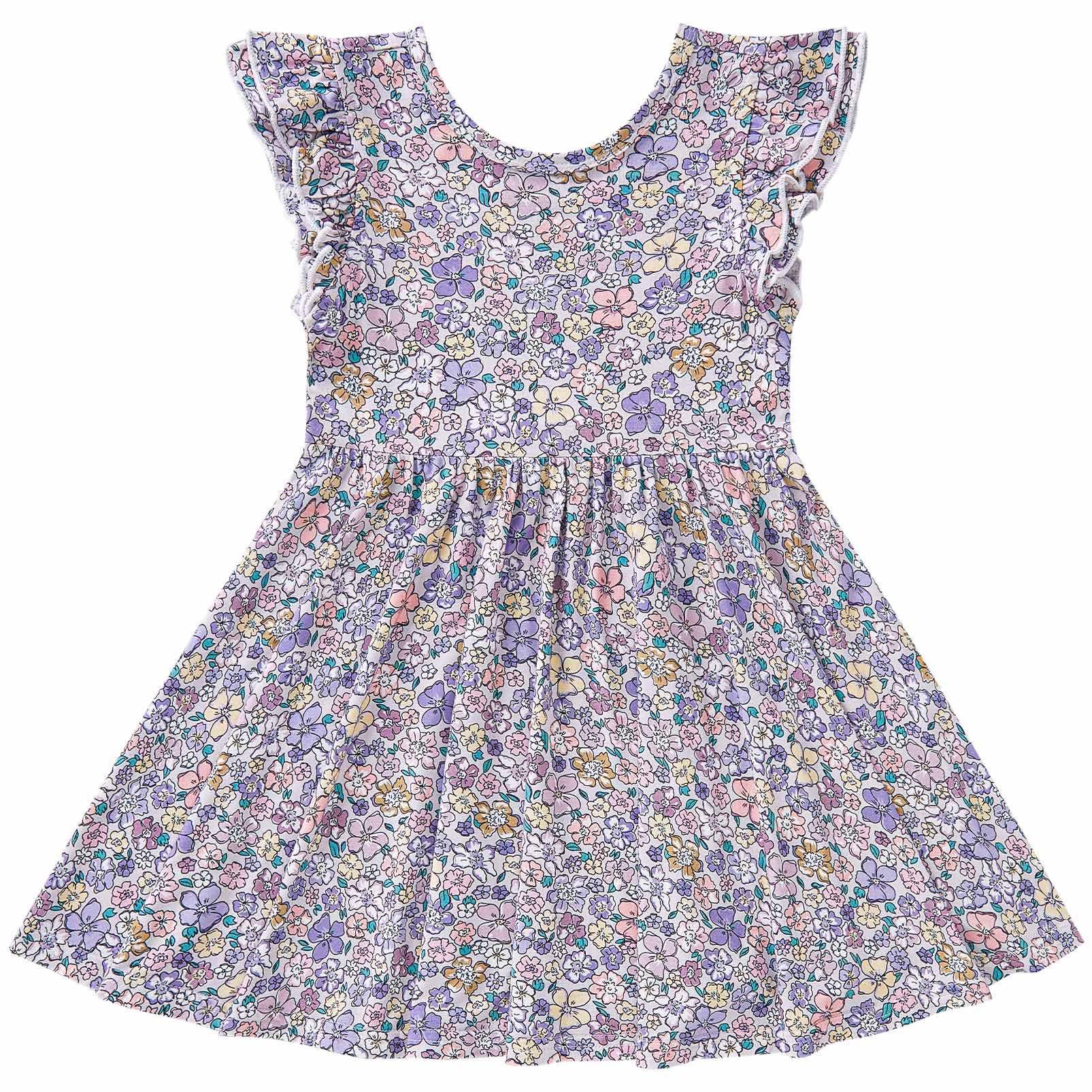 pureborn Baby Toddler Girl Viscose from Bamboo Dress Ruffled Sleeve 2-5T