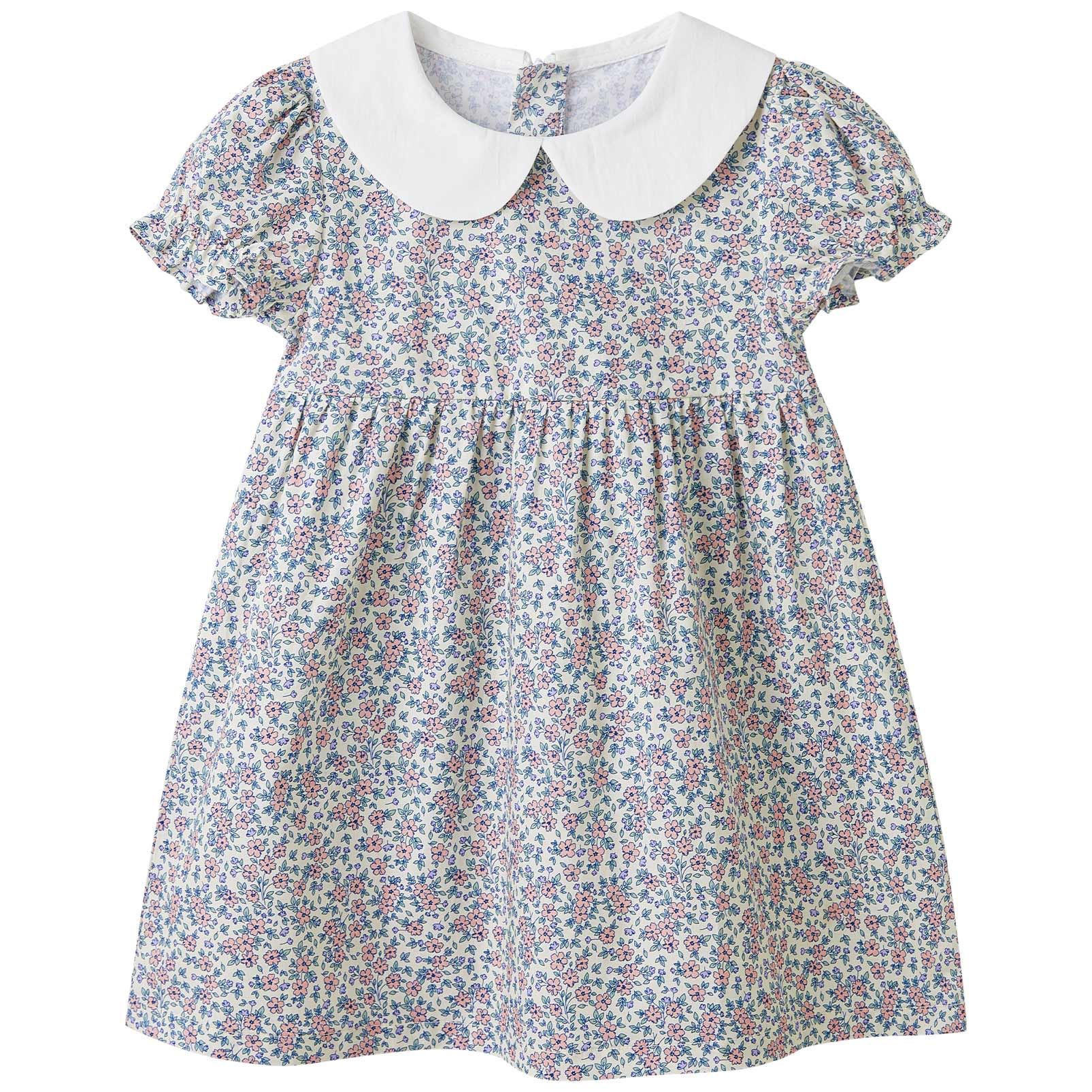 pureborn Baby Toddler Girl Woven Dress Short Sleeve Cotton Playwear Dresses 0-5T