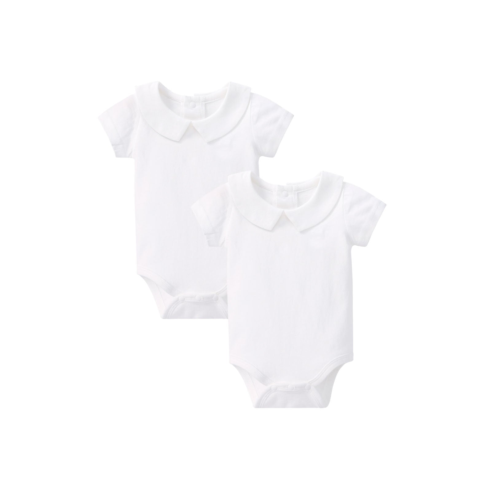pureborn 2-Pack Unisex Baby Bodysuit Solid Baptism Long Sleeve peter pan collar White 12-18 Months