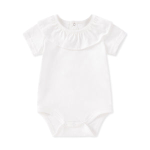 White Ruffled Collar Short Sleeve