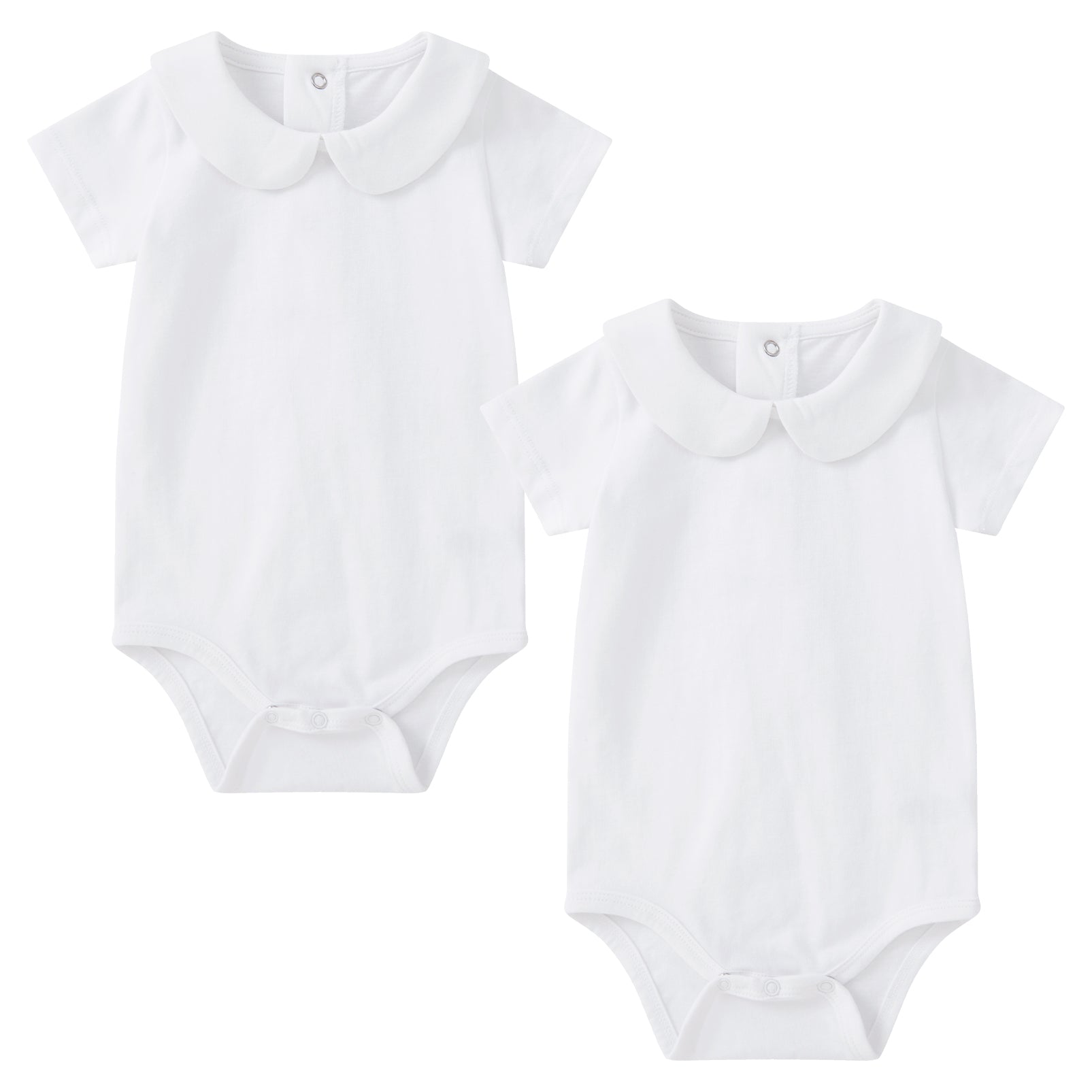 pureborn 2-Pack Unisex Baby Bodysuit Solid Baptism Long Sleeve peter pan collar White 12-18 Months