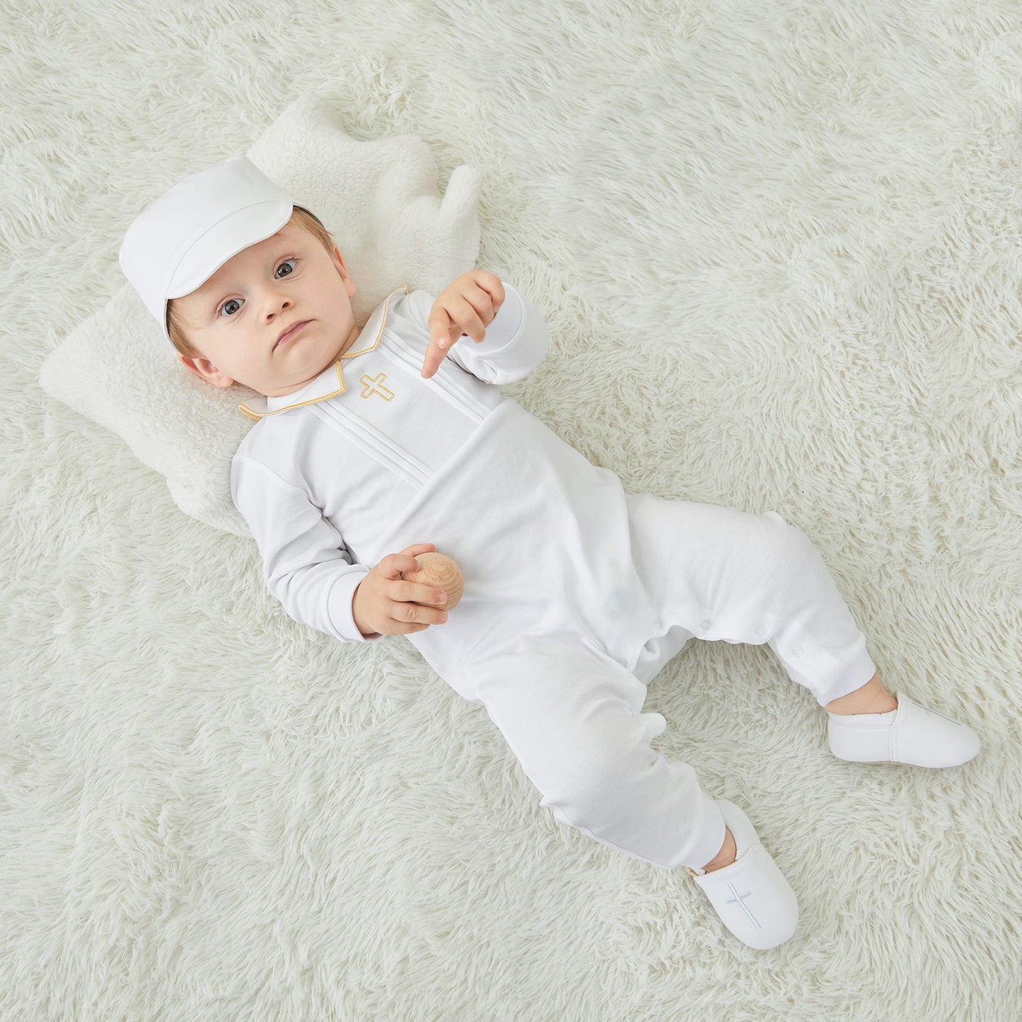 White Cross Baptism Outfit Long Sleeve