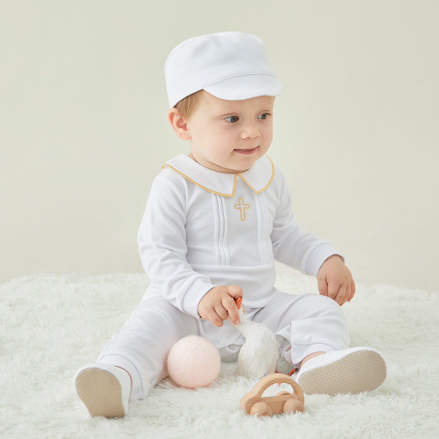White Cross Baptism Outfit Long Sleeve