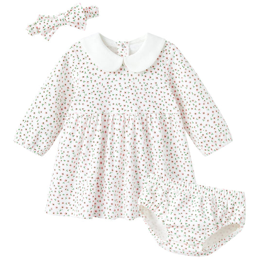 pureborn Baby Girls Dress with Bloomer Infant Girl Cotton Playwear Dress 0-24 Months
