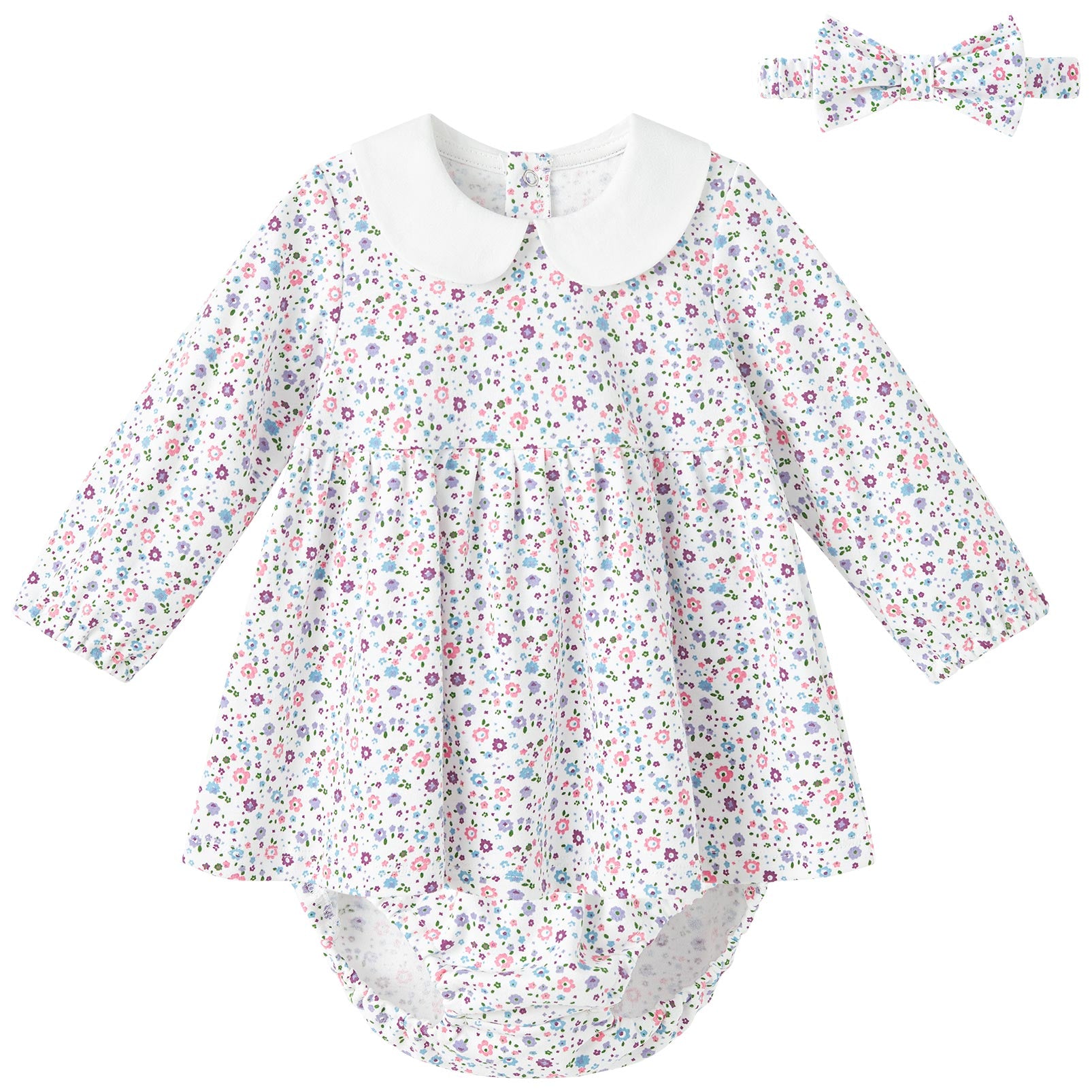 pureborn Baby Girls Dress with Bloomer Infant Girl Cotton Playwear Dress 0-24 Months
