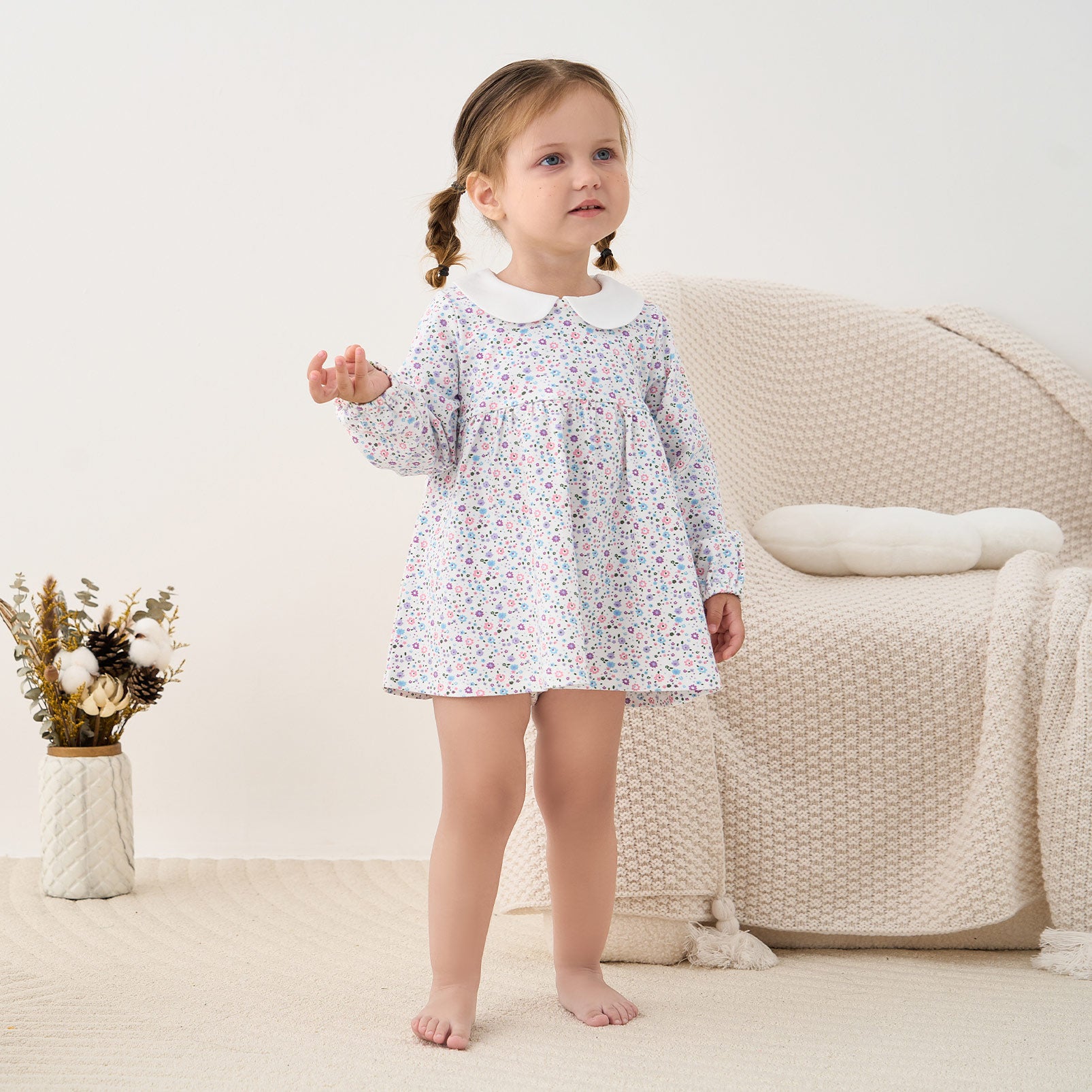 pureborn Baby Girls Dress with Bloomer Infant Girl Cotton Playwear Dress 0-24 Months