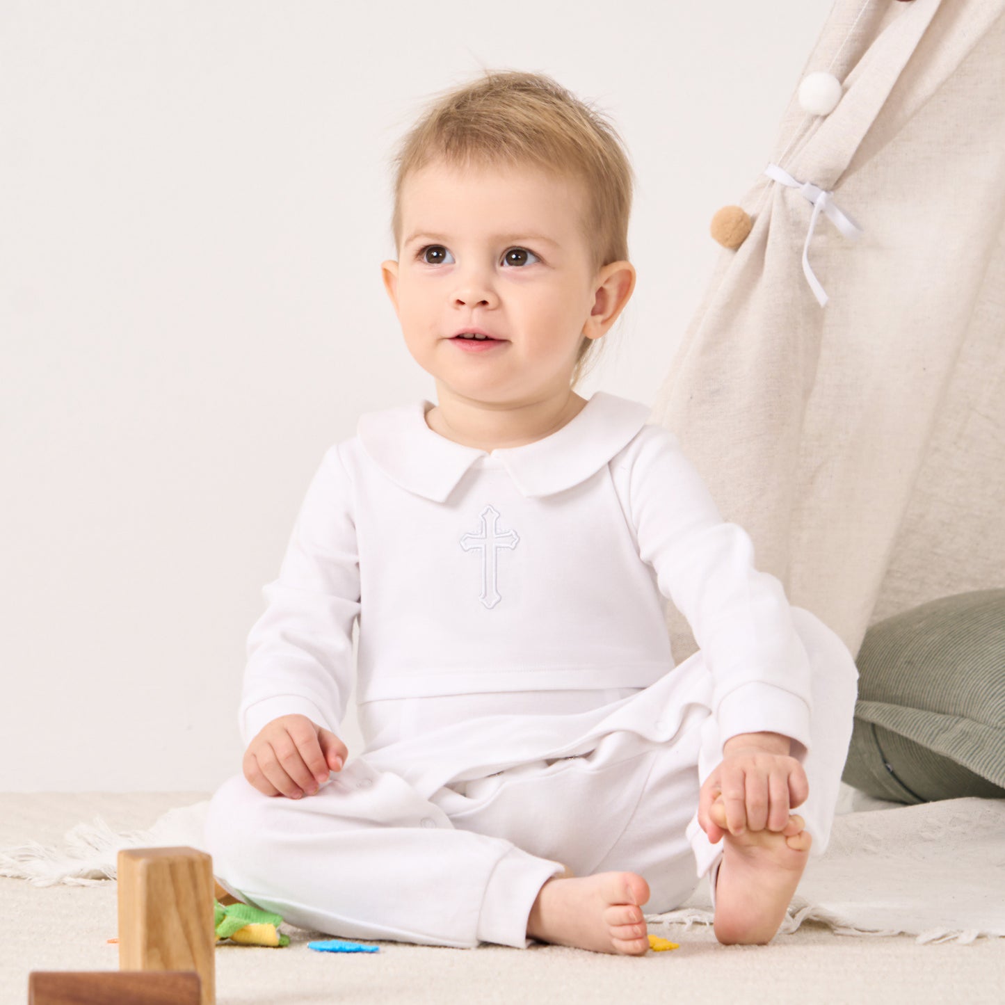White Cross Baptism Outfit Long Sleeve