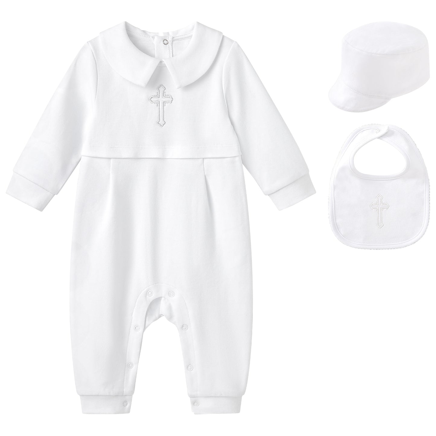 White Cross Baptism Outfit Long Sleeve