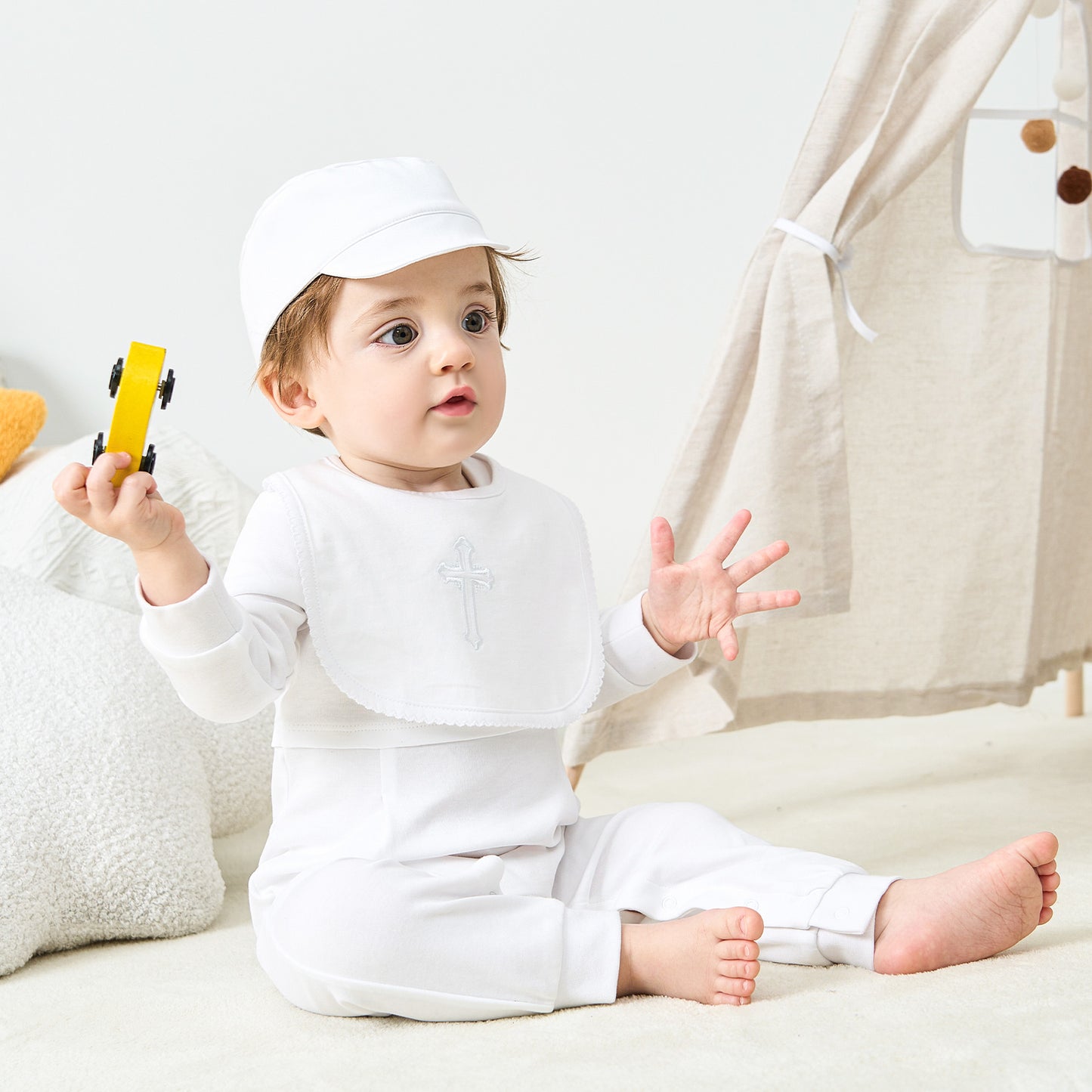 White Cross Baptism Outfit Long Sleeve