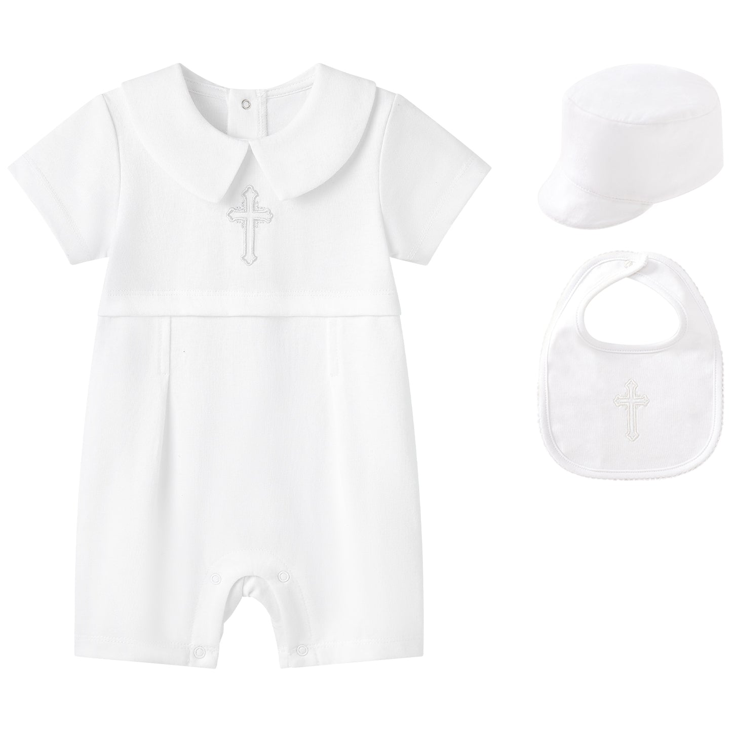 White Cross Baptism Outfit Long Sleeve