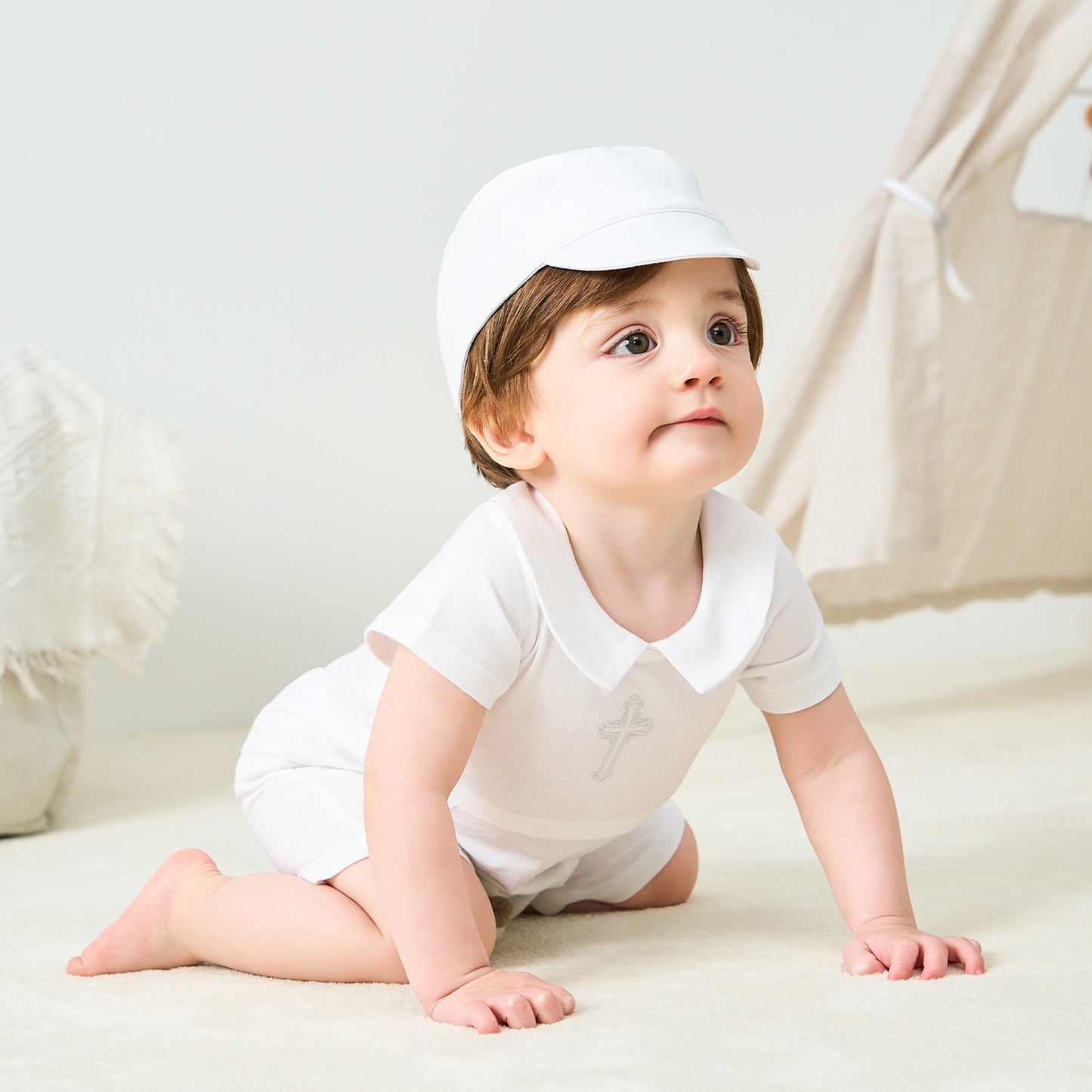 White Cross Baptism Outfit Long Sleeve