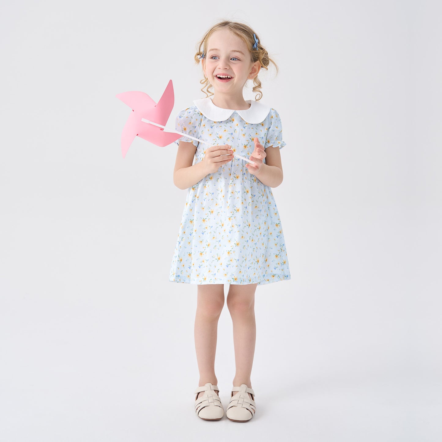 pureborn Baby Toddler Girl Woven Dress Short Sleeve Cotton Playwear Dresses 0-5T