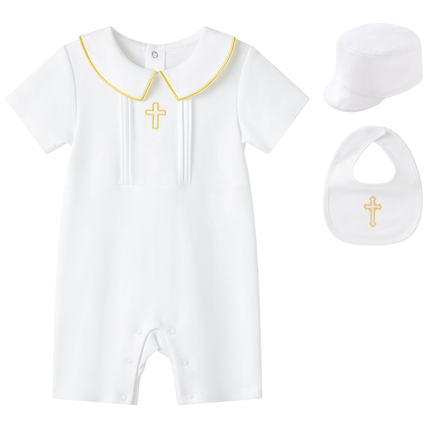 White Cross Baptism Outfit Long Sleeve