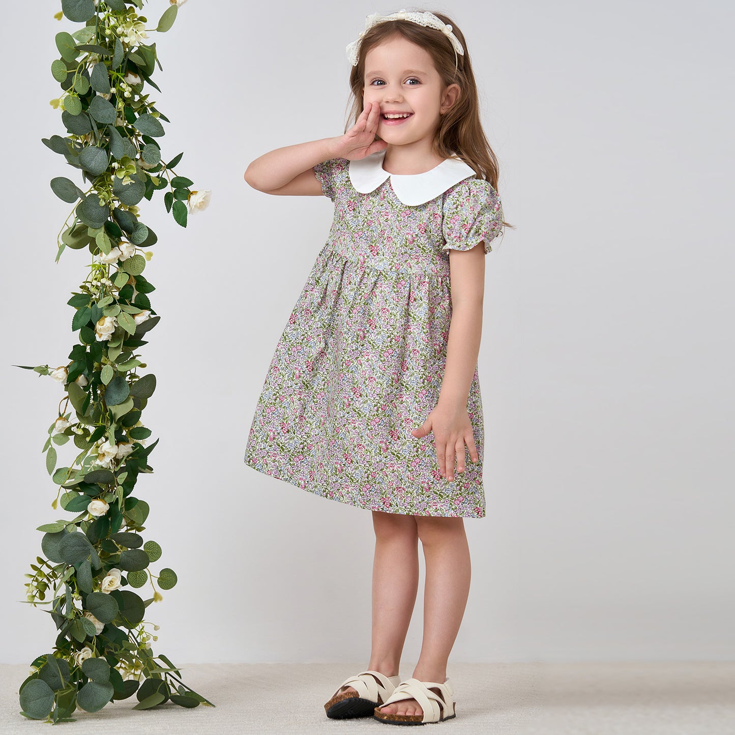pureborn Baby Toddler Girl Woven Dress Short Sleeve Cotton Playwear Dresses 0-5T