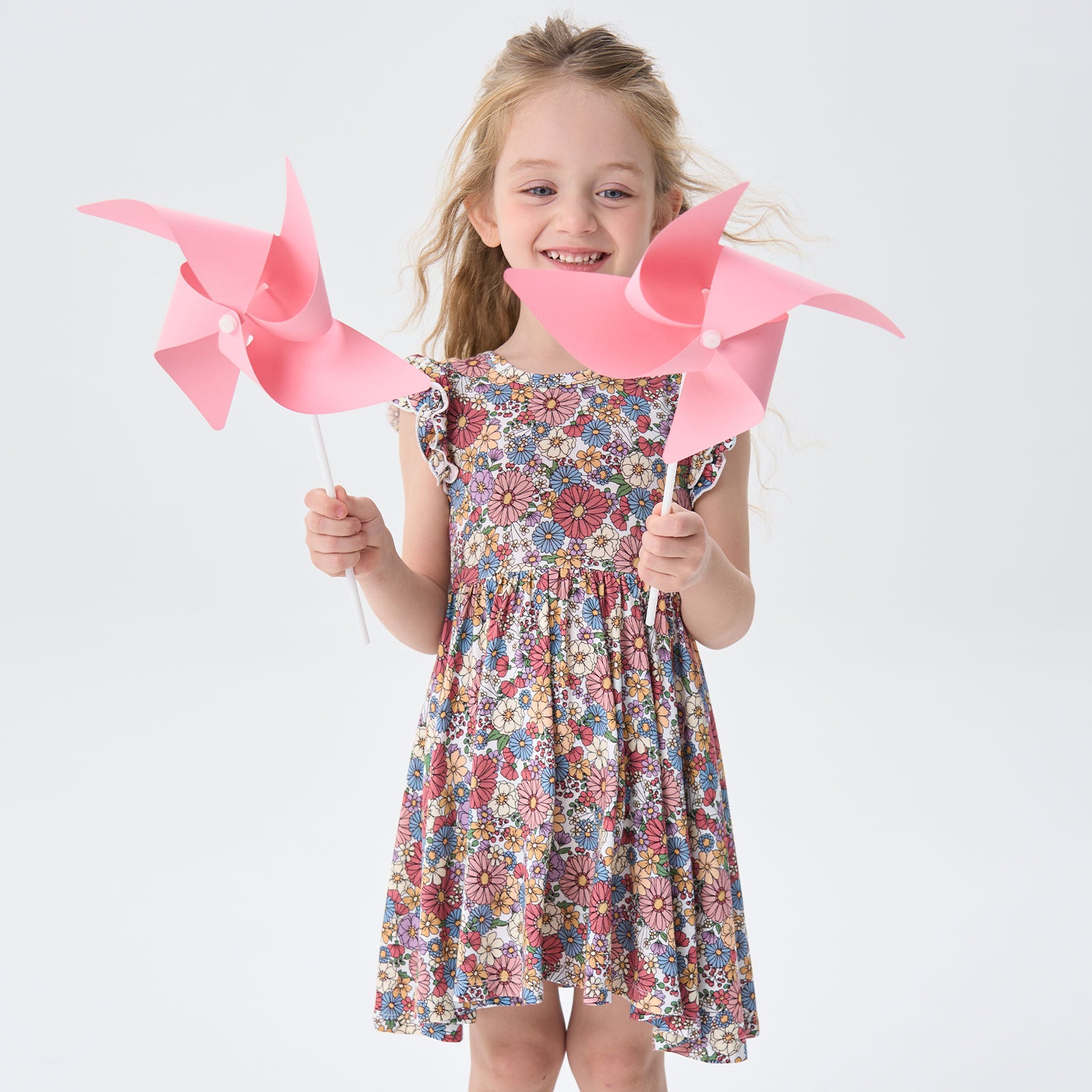 pureborn Baby Toddler Girl Viscose from Bamboo Dress Ruffled Sleeve 2-5T