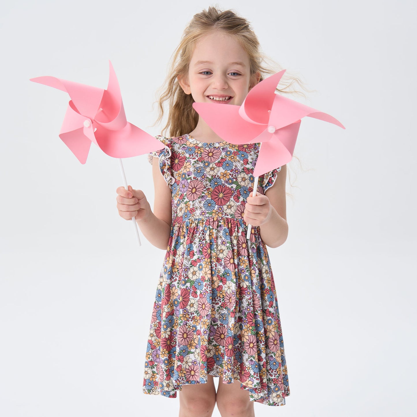 pureborn Baby Toddler Girl Viscose from Bamboo Dress Ruffled Sleeve 2-5T