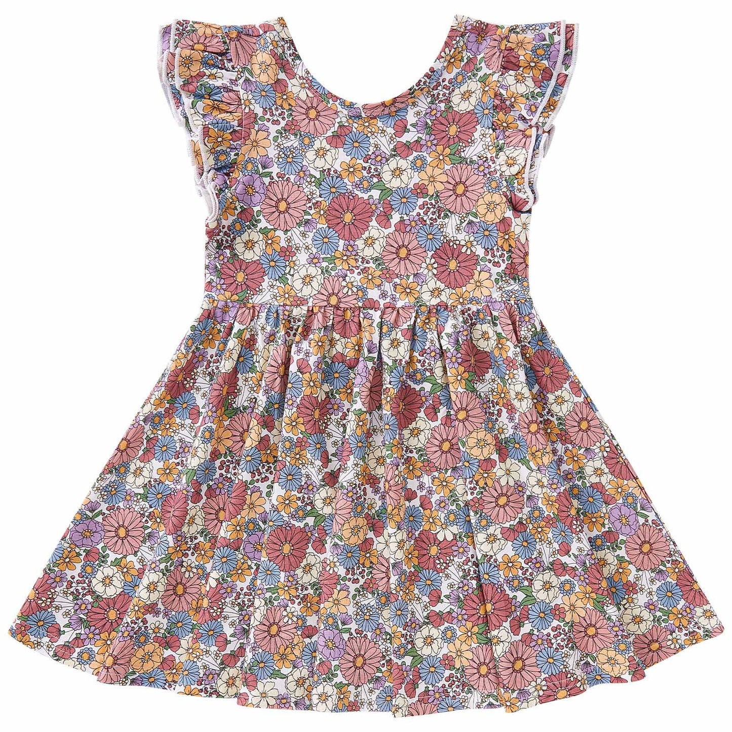 pureborn Baby Toddler Girl Viscose from Bamboo Dress Ruffled Sleeve 2-5T