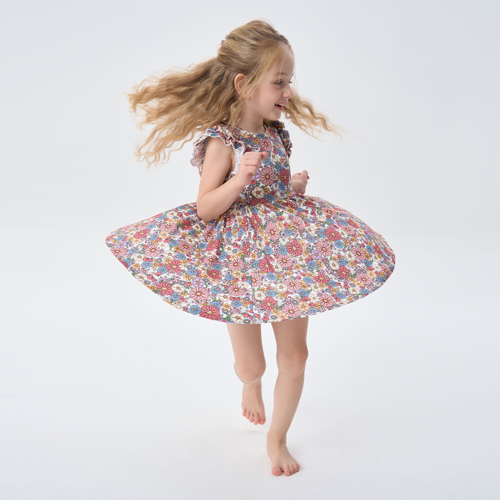 pureborn Baby Toddler Girl Viscose from Bamboo Dress Ruffled Sleeve 2-5T