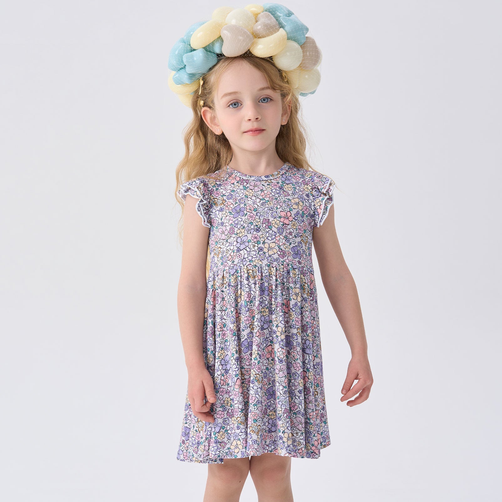 pureborn Baby Toddler Girl Viscose from Bamboo Dress Ruffled Sleeve 2-5T