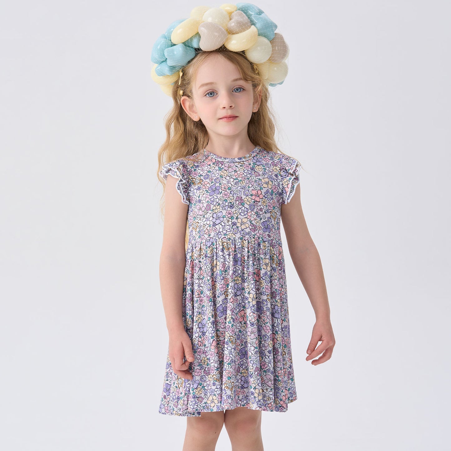 pureborn Baby Toddler Girl Viscose from Bamboo Dress Ruffled Sleeve 2-5T