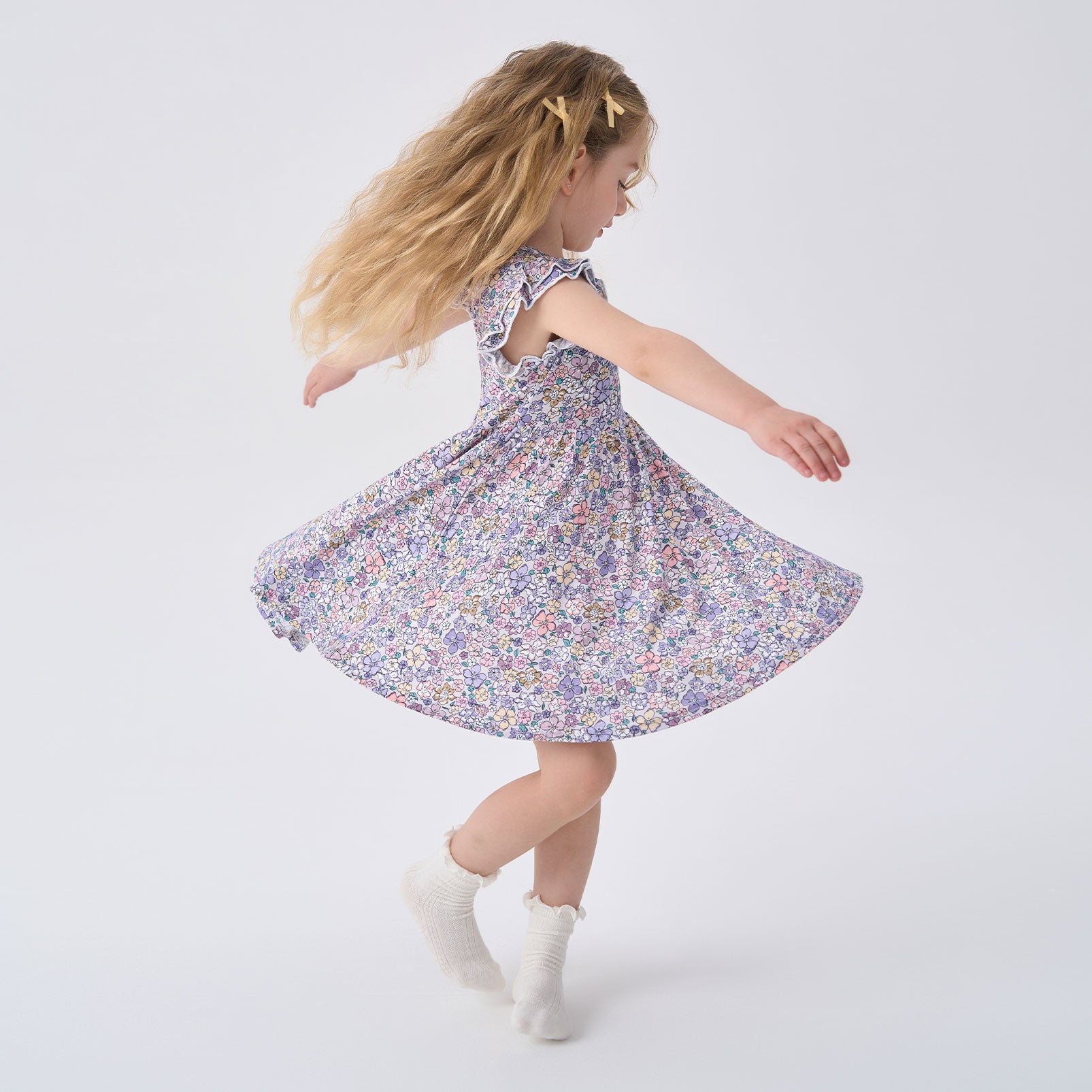 pureborn Baby Toddler Girl Viscose from Bamboo Dress Ruffled Sleeve 2-5T