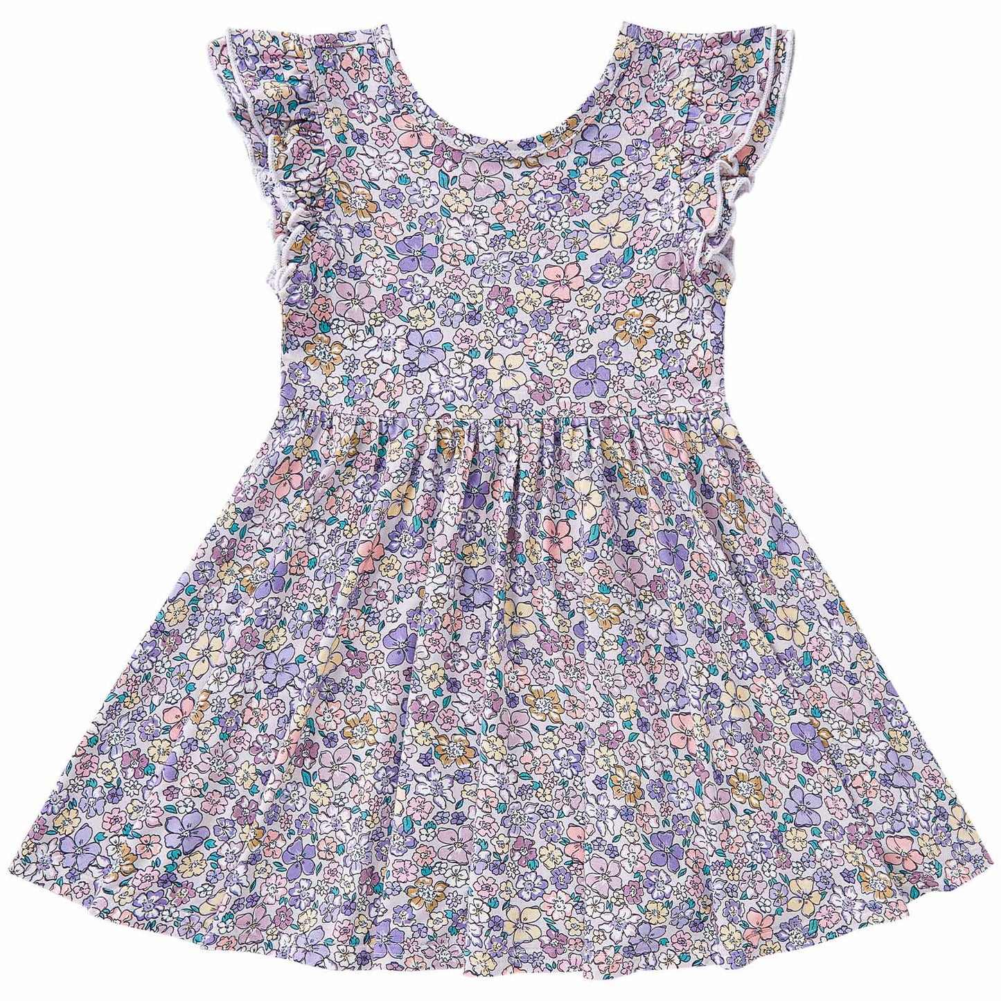 pureborn Baby Toddler Girl Viscose from Bamboo Dress Ruffled Sleeve 2-5T