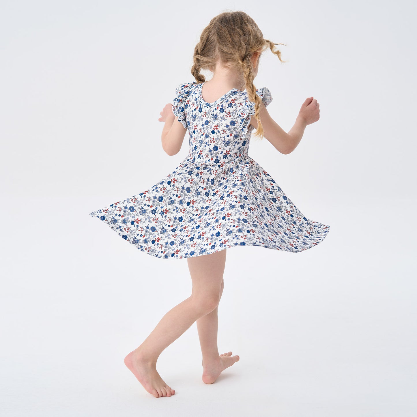 pureborn Baby Toddler Girl Viscose from Bamboo Dress Ruffled Sleeve 2-5T