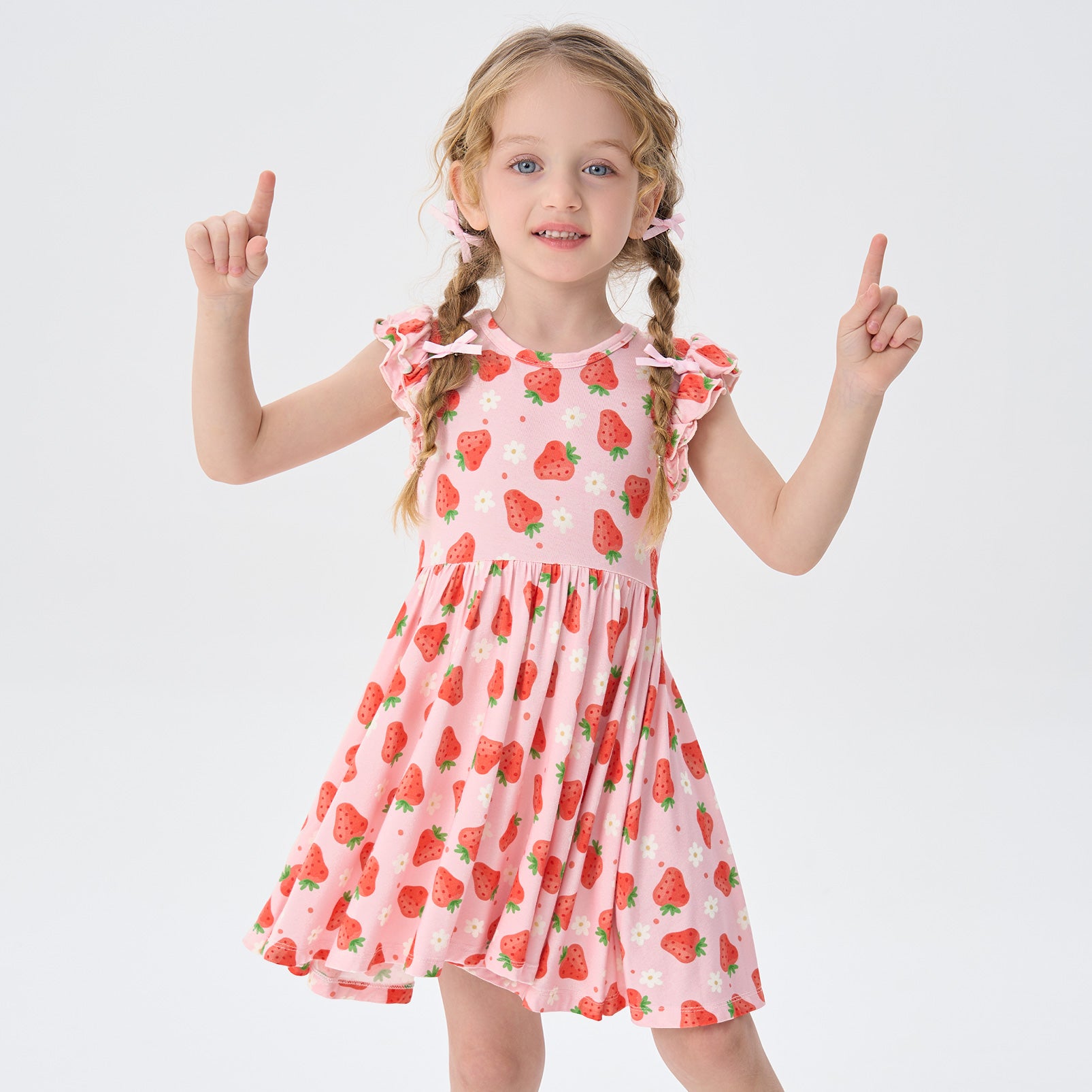pureborn Baby Toddler Girl Viscose from Bamboo Dress Ruffled Sleeve 2-5T
