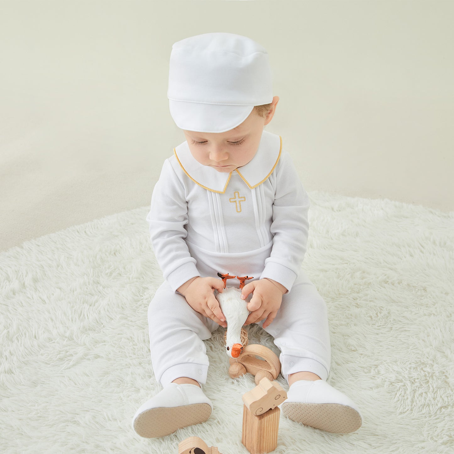 White Cross Baptism Outfit Long Sleeve